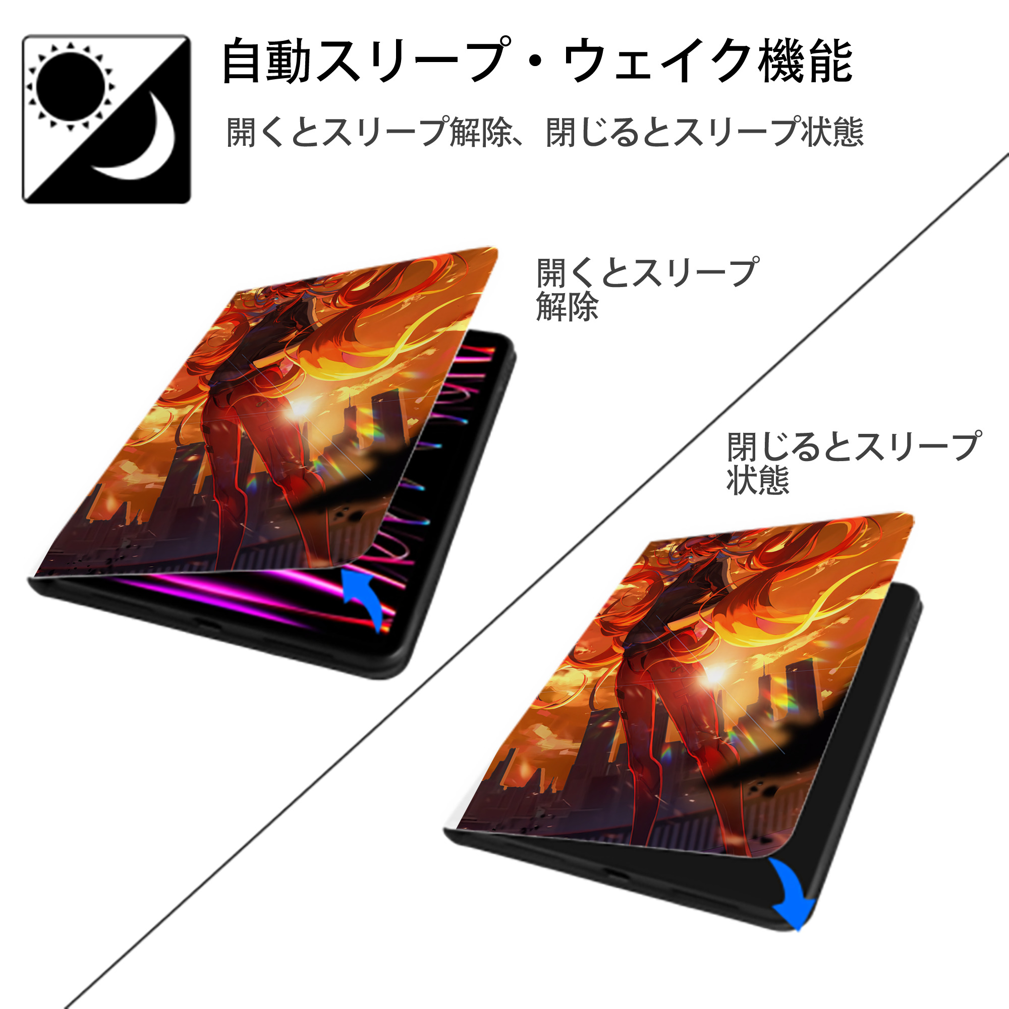 EVA 新世紀エヴァンゲリオン IPad ケース ペン収納付き 三つ折りスタンド PUレザー×シリコン 対応機種9.5/10.5/10.9インチ
