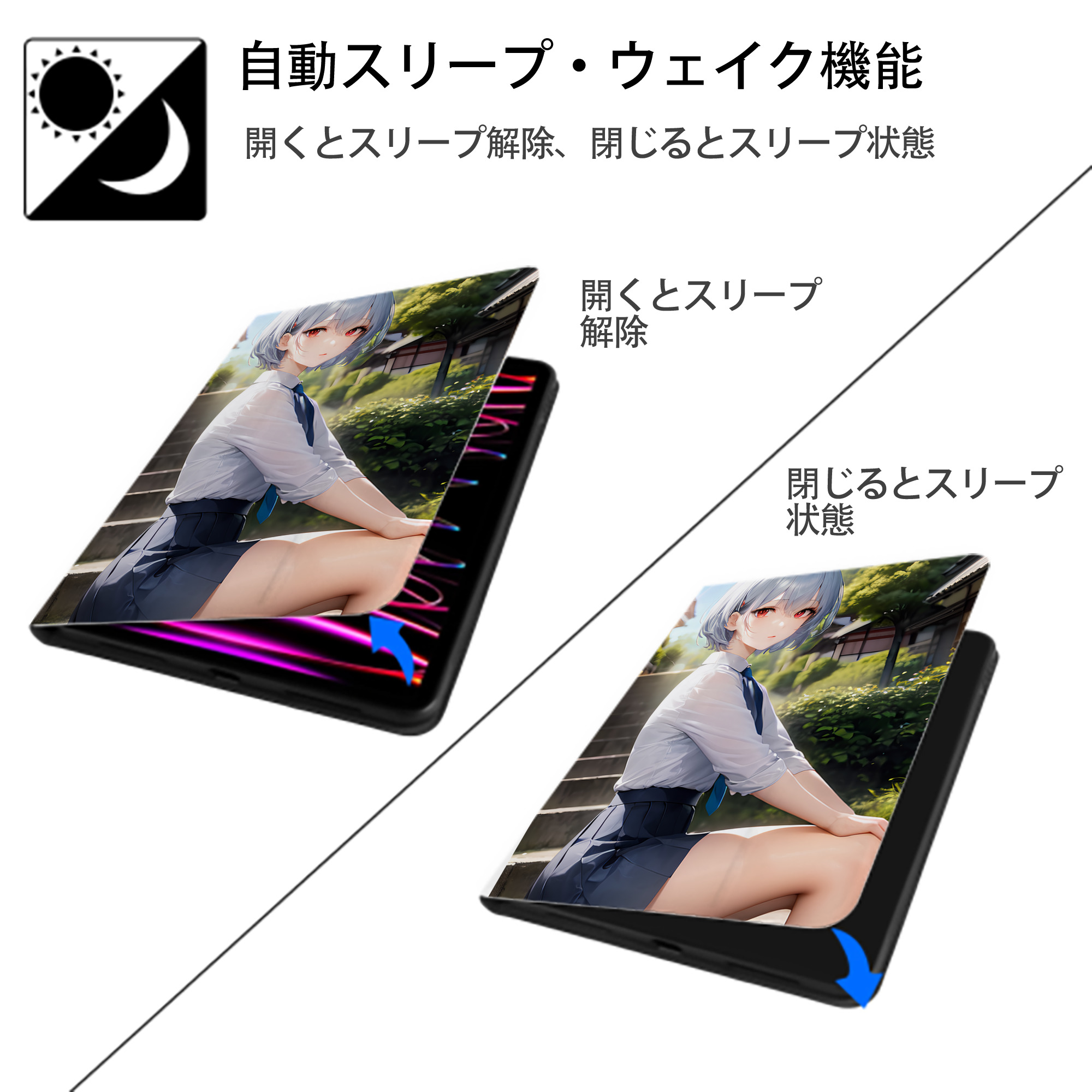 EVA 新世紀エヴァンゲリオン IPad ケース ペン収納付き 三つ折りスタンド PUレザー×シリコン 対応機種9.5/10.5/10.9インチ