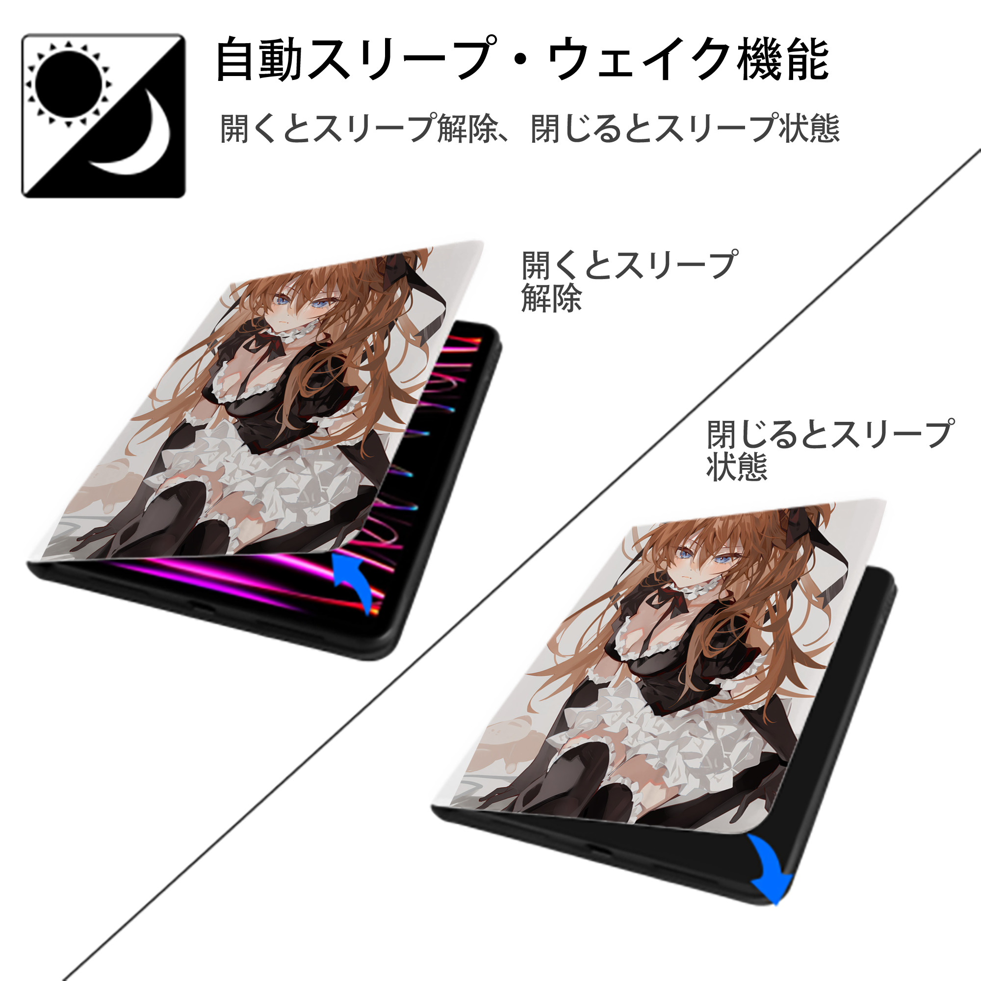 EVA 新世紀エヴァンゲリオン IPad ケース ペン収納付き 三つ折りスタンド PUレザー×シリコン 対応機種9.5/10.5/10.9インチ