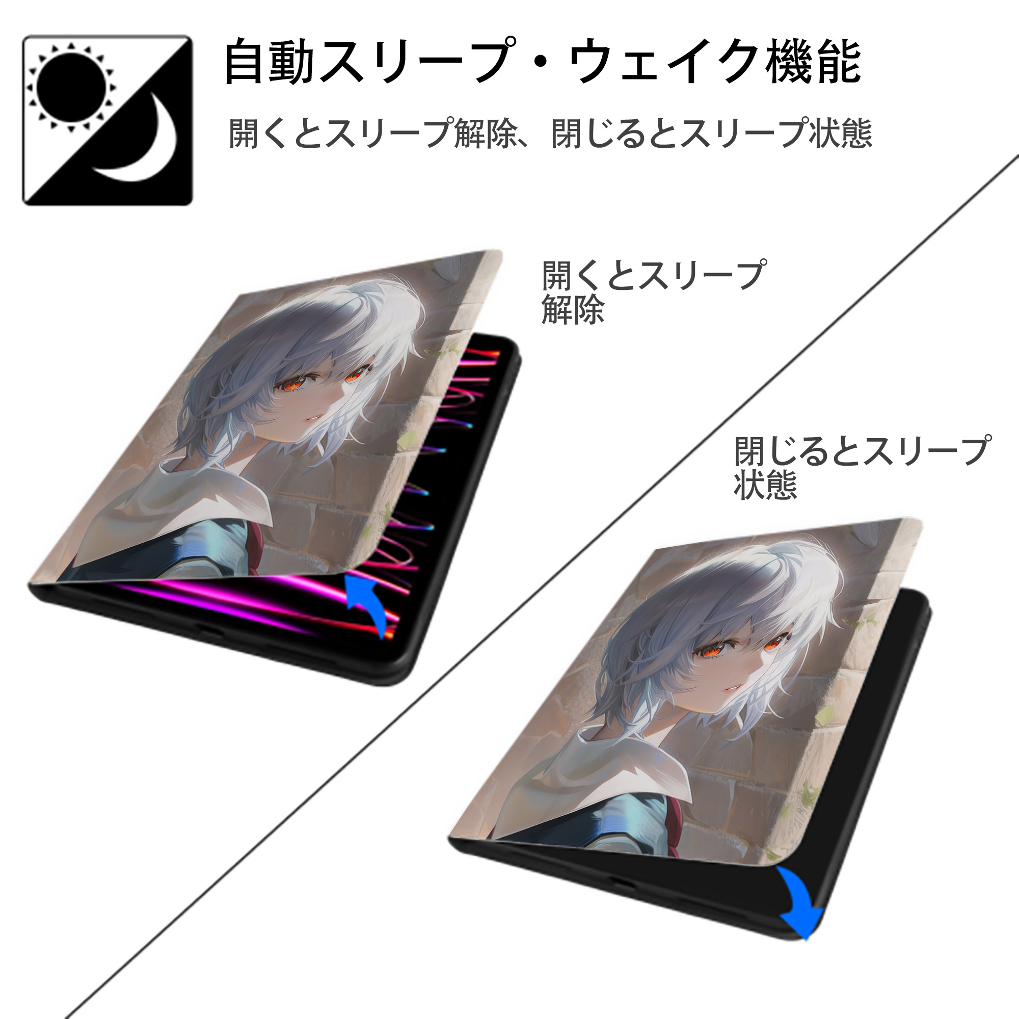 EVA 新世紀エヴァンゲリオン IPad ケース ペン収納付き 三つ折りスタンド PUレザー×シリコン 対応機種9.5/10.5/10.9インチ