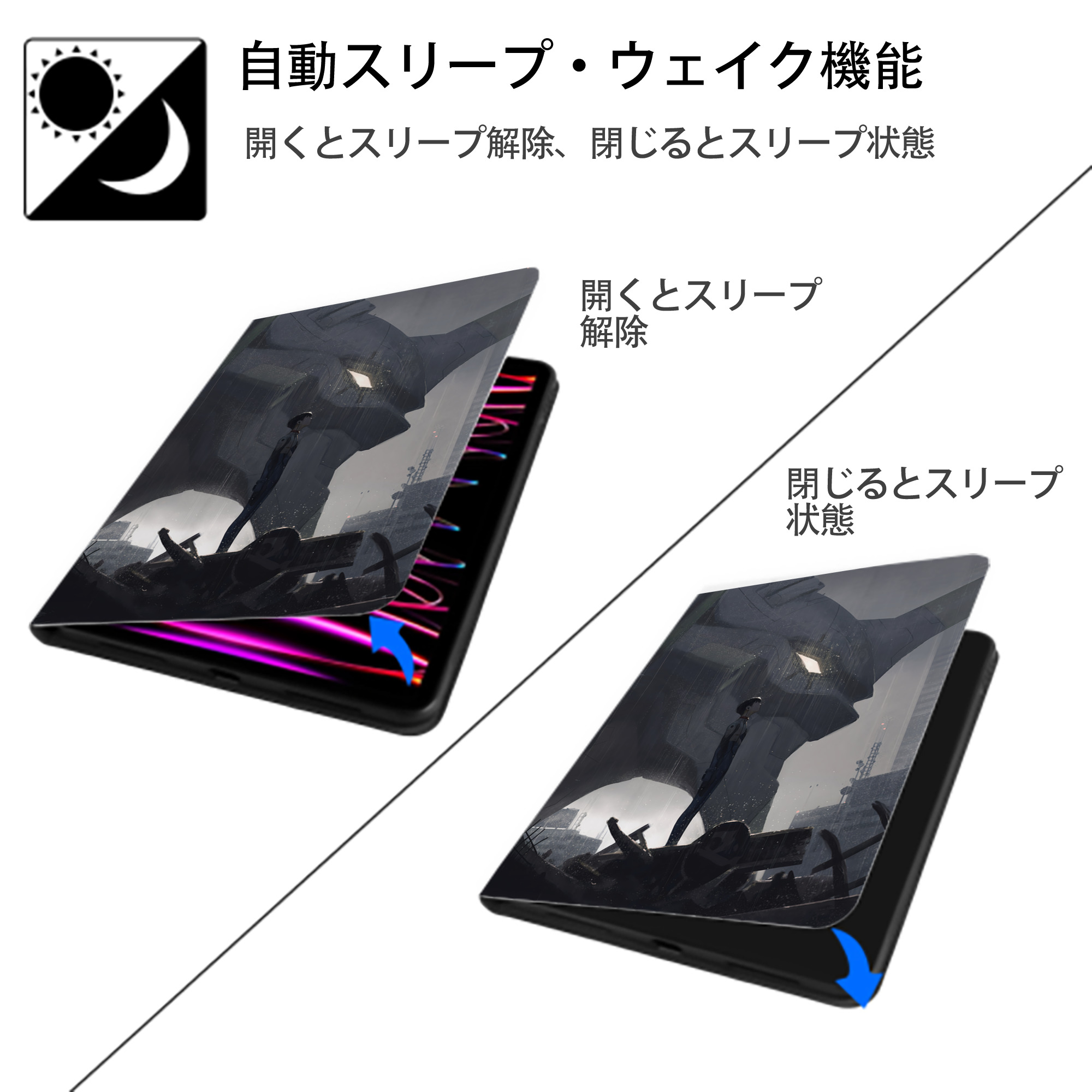 EVA 新世紀エヴァンゲリオン IPad ケース ペン収納付き 三つ折りスタンド PUレザー×シリコン 対応機種9.5/10.5/10.9インチ