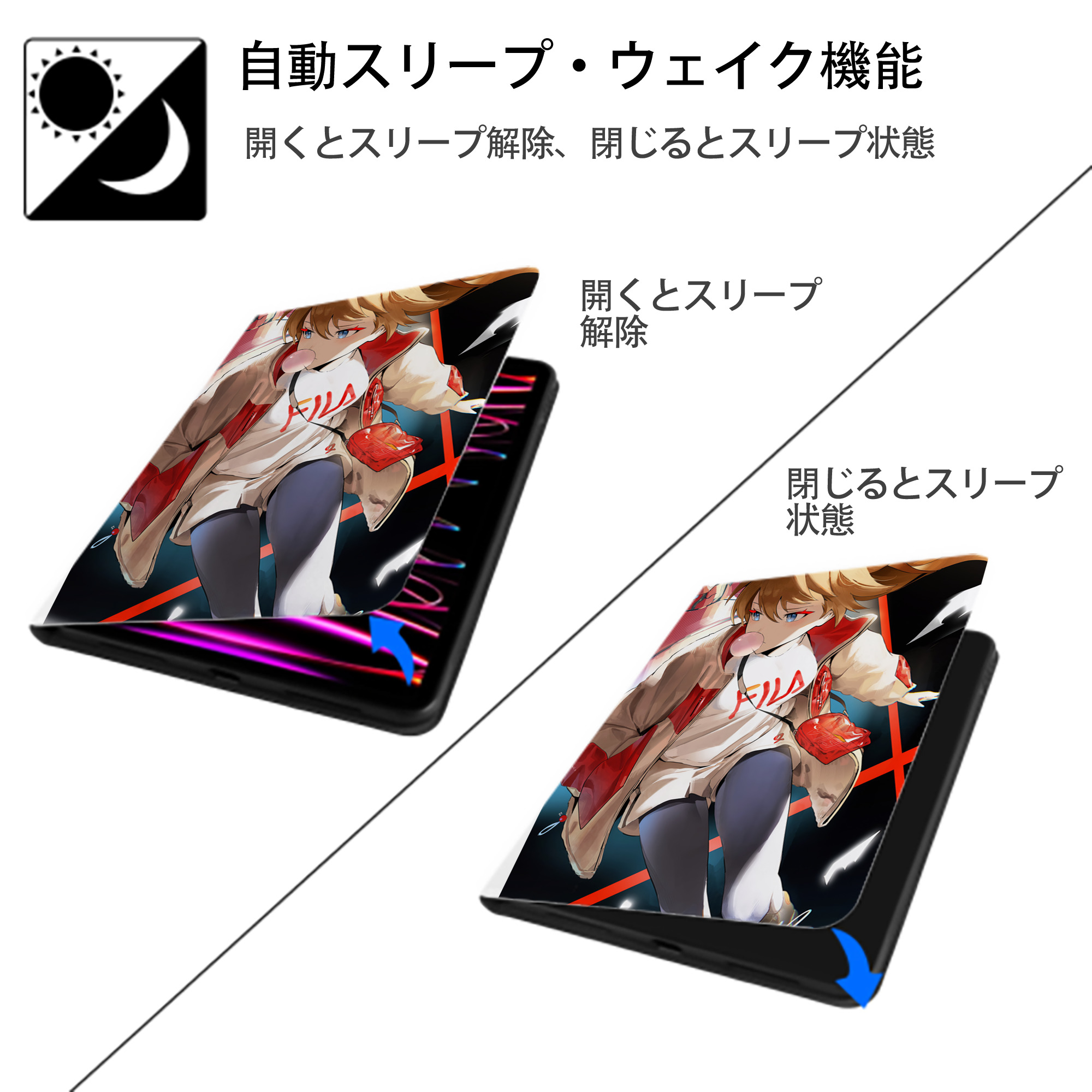 EVA 新世紀エヴァンゲリオン IPad ケース ペン収納付き 三つ折りスタンド PUレザー×シリコン 対応機種9.5/10.5/10.9インチ