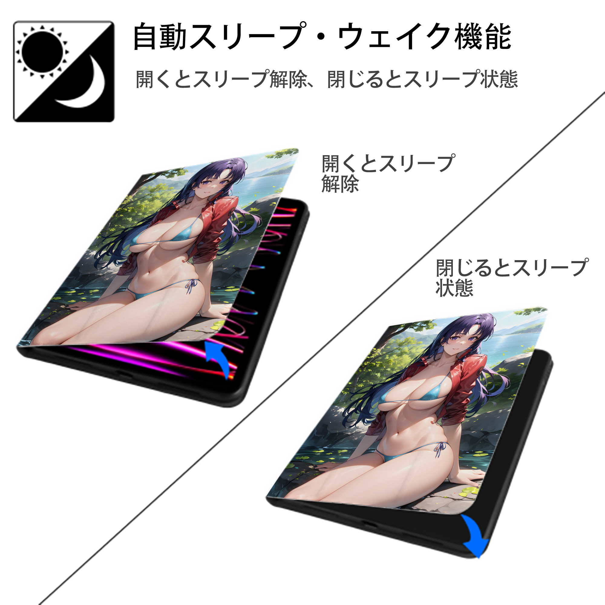 EVA 新世紀エヴァンゲリオン IPad ケース ペン収納付き 三つ折りスタンド PUレザー×シリコン 対応機種9.5/10.5/10.9インチ