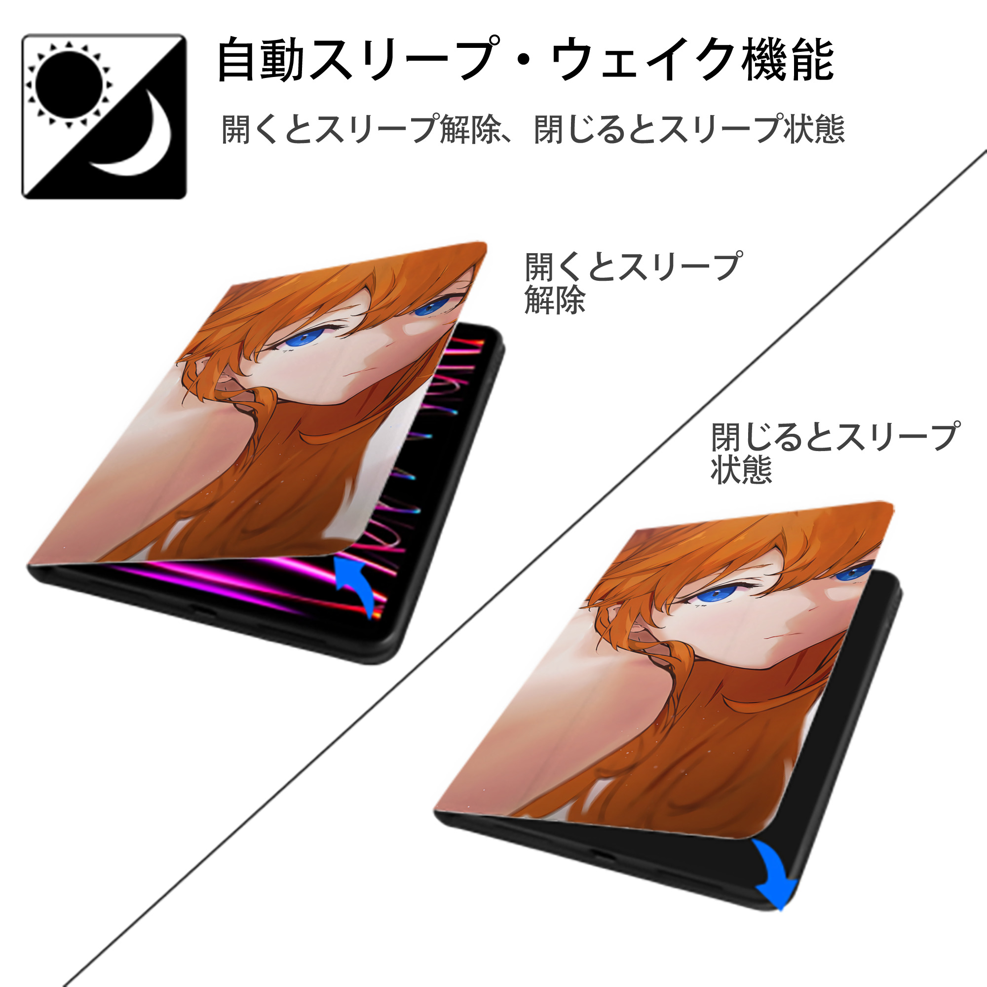 EVA 新世紀エヴァンゲリオン IPad ケース ブック型 PUレザー TPU 耐衝撃 軽量 薄型 ペン収納なし 全面保護 IPad 各モデル対応