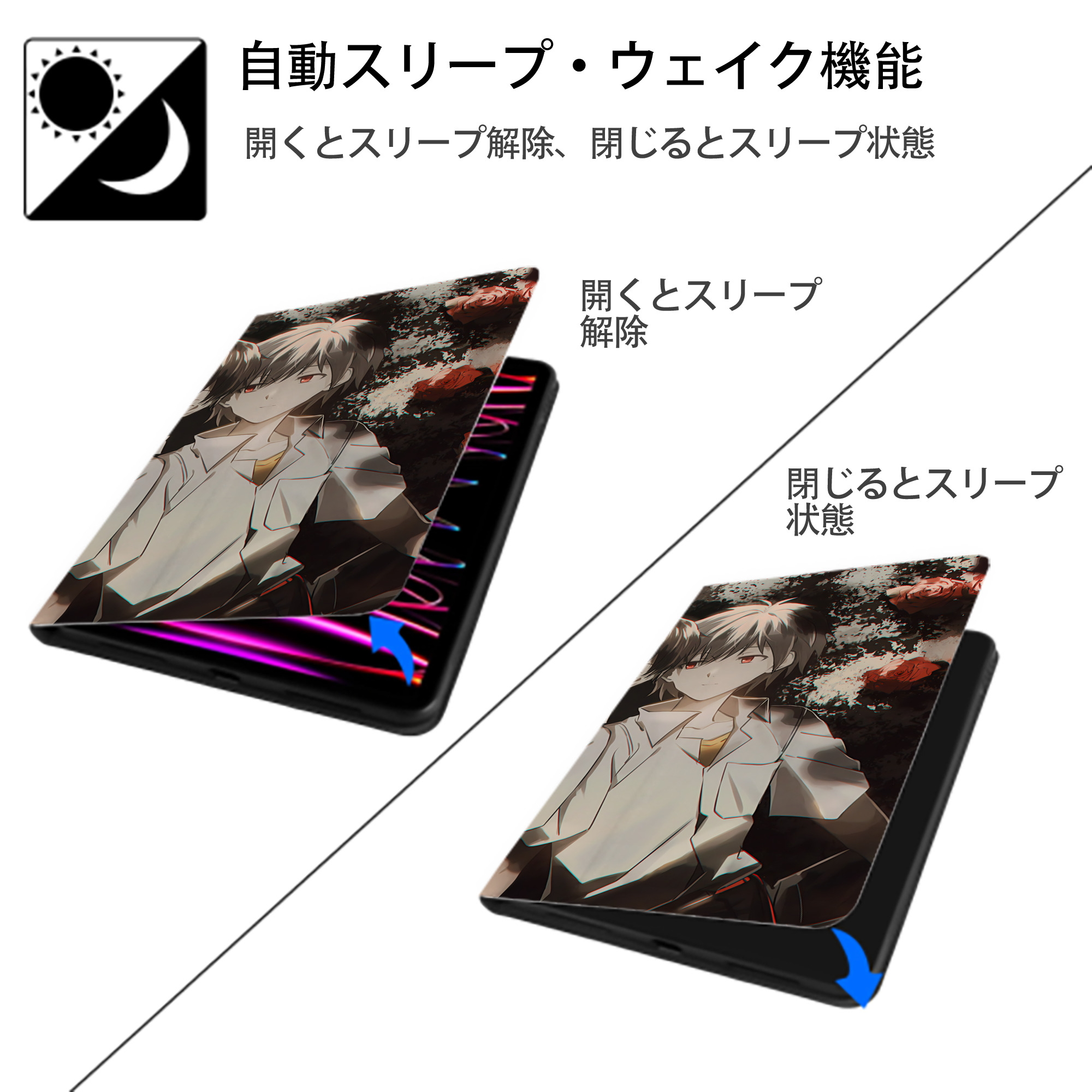 EVA 新世紀エヴァンゲリオン IPad ケース ブック型 PUレザー TPU 耐衝撃 軽量 薄型 ペン収納なし 全面保護 IPad 各モデル対応