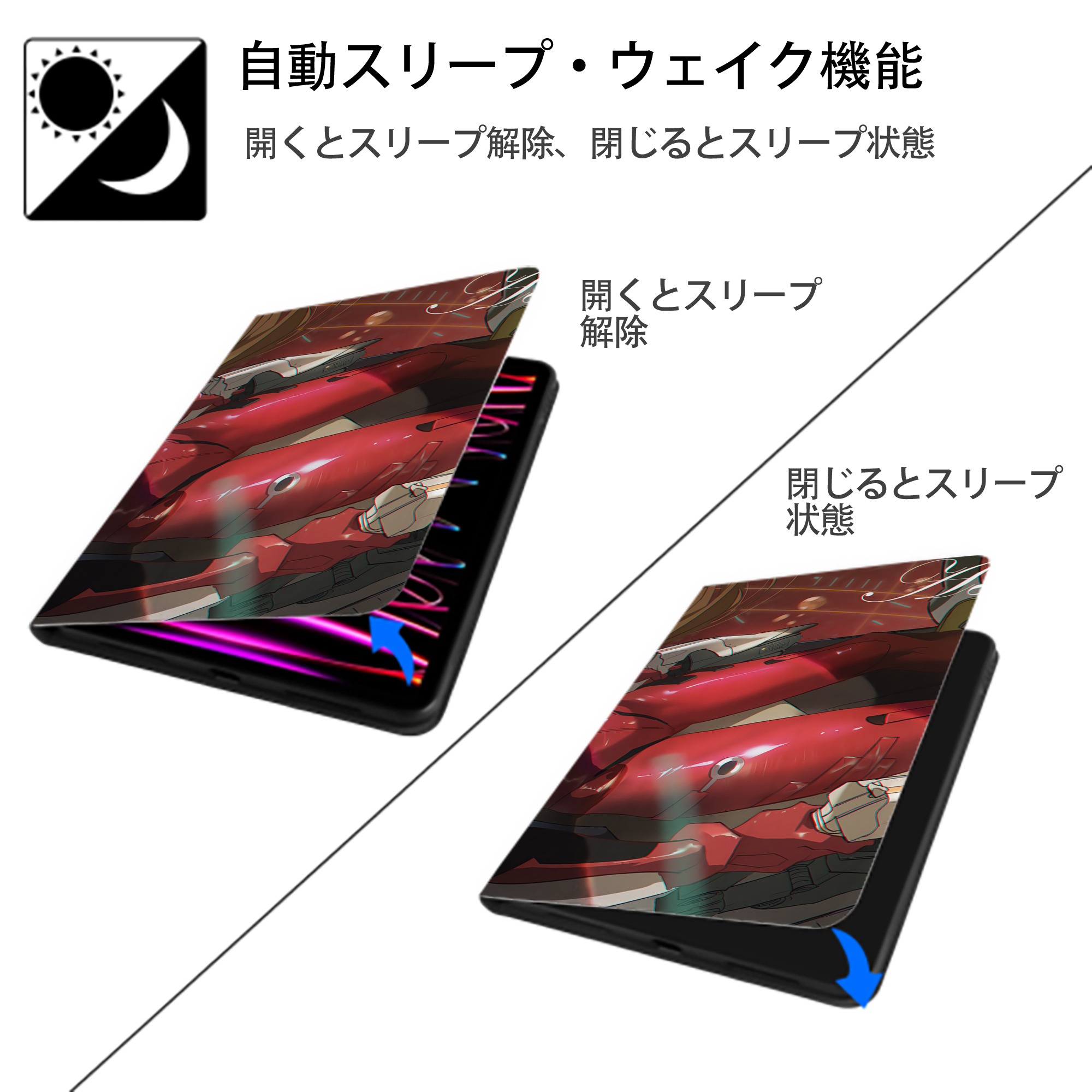 EVA 新世紀エヴァンゲリオン IPad ケース ブック型 PUレザー TPU 耐衝撃 軽量 薄型 ペン収納なし 全面保護 IPad 各モデル対応
