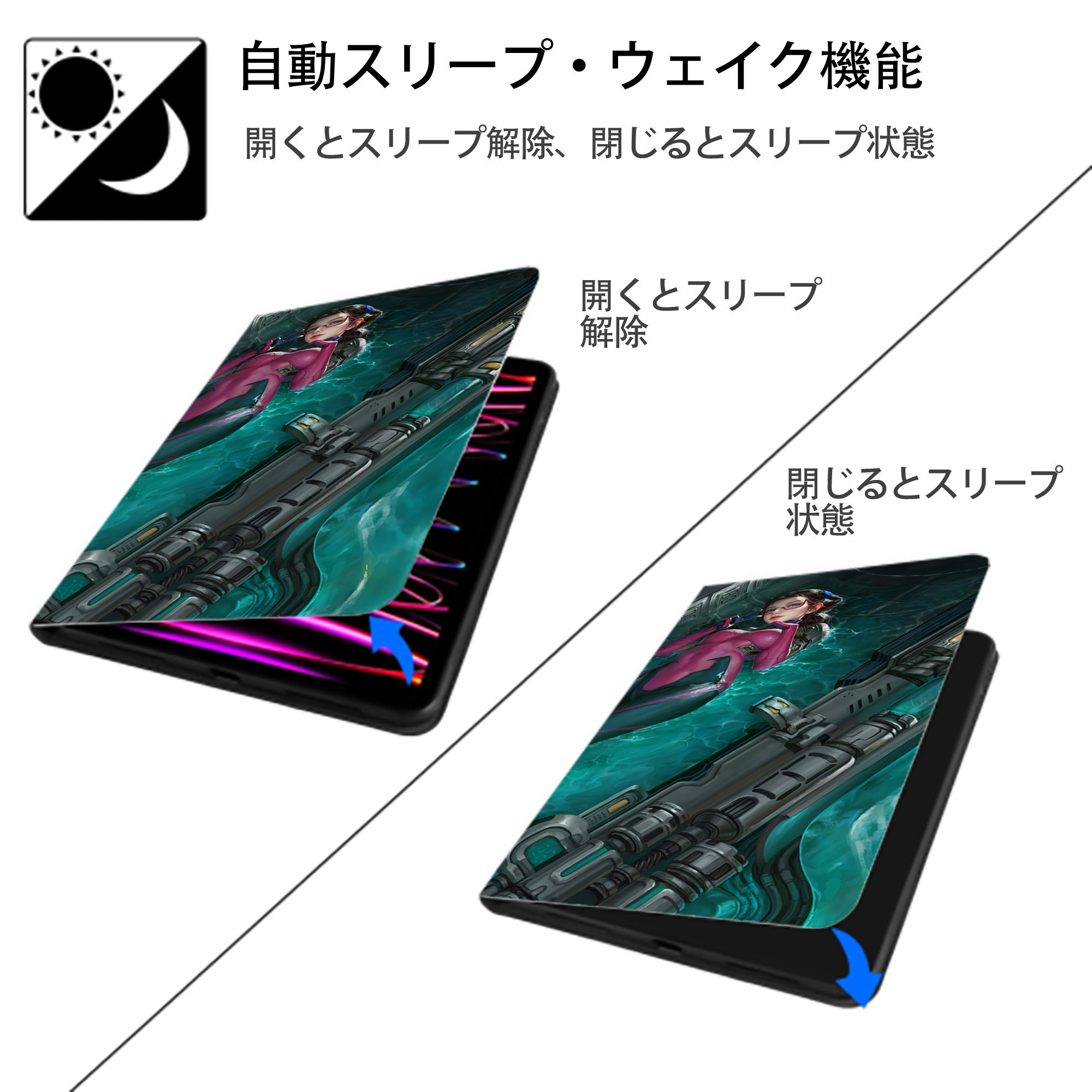 EVA 新世紀エヴァンゲリオン IPad ケース ブック型 PUレザー TPU 耐衝撃 軽量 薄型 ペン収納なし 全面保護 IPad 各モデル対応