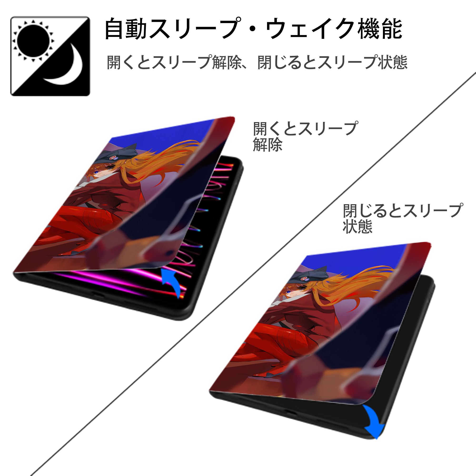 EVA 新世紀エヴァンゲリオン IPad ケース ブック型 PUレザー TPU 耐衝撃 軽量 薄型 ペン収納なし 全面保護 IPad 各モデル対応