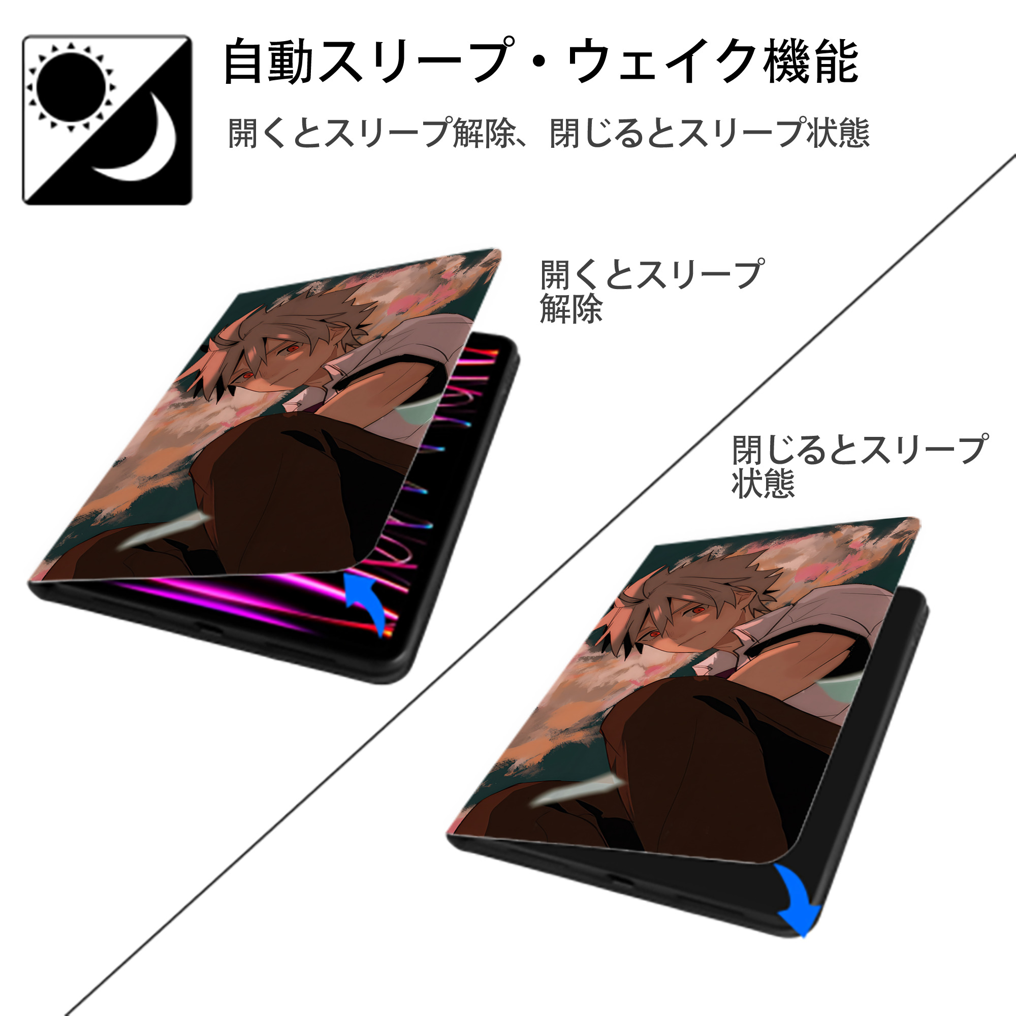 EVA 新世紀エヴァンゲリオン IPad ケース ブック型 PUレザー TPU 耐衝撃 軽量 薄型 ペン収納なし 全面保護 IPad 各モデル対応