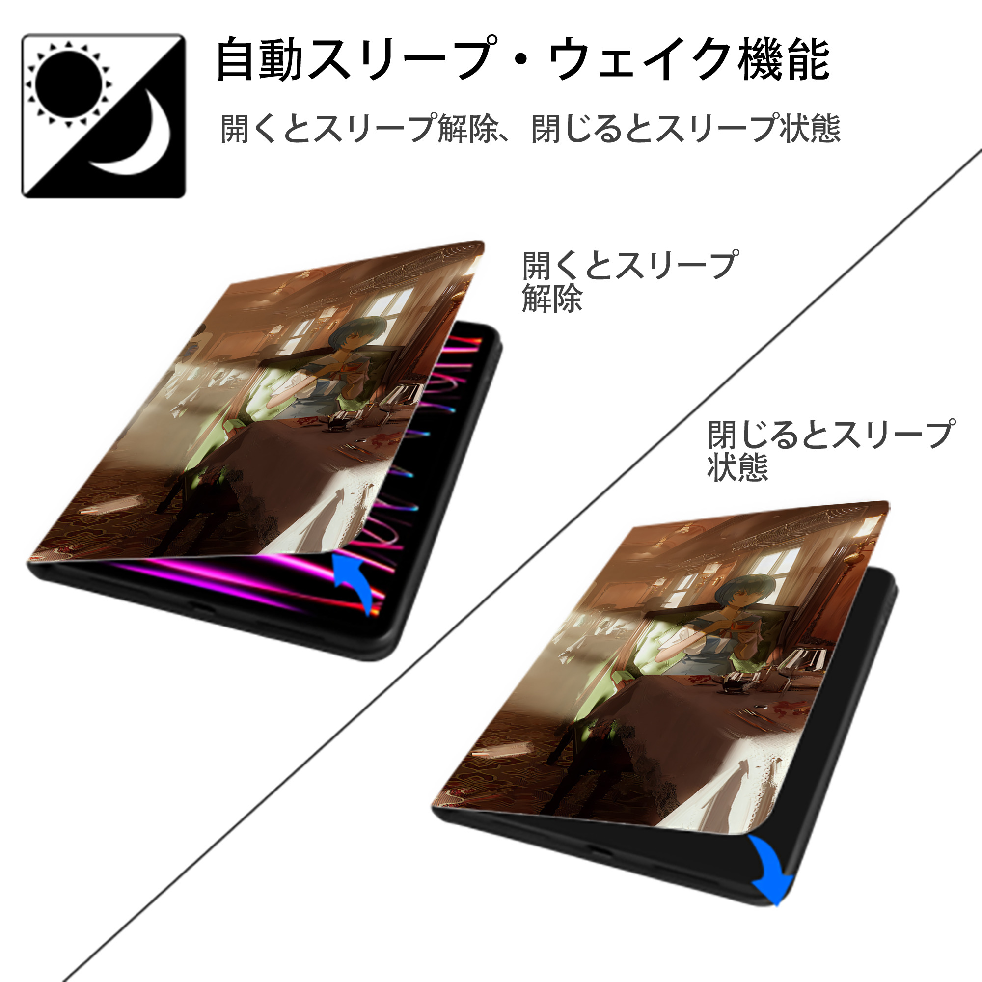 EVA 新世紀エヴァンゲリオン IPad ケース ブック型 PUレザー TPU 耐衝撃 軽量 薄型 ペン収納なし 全面保護 IPad 各モデル対応