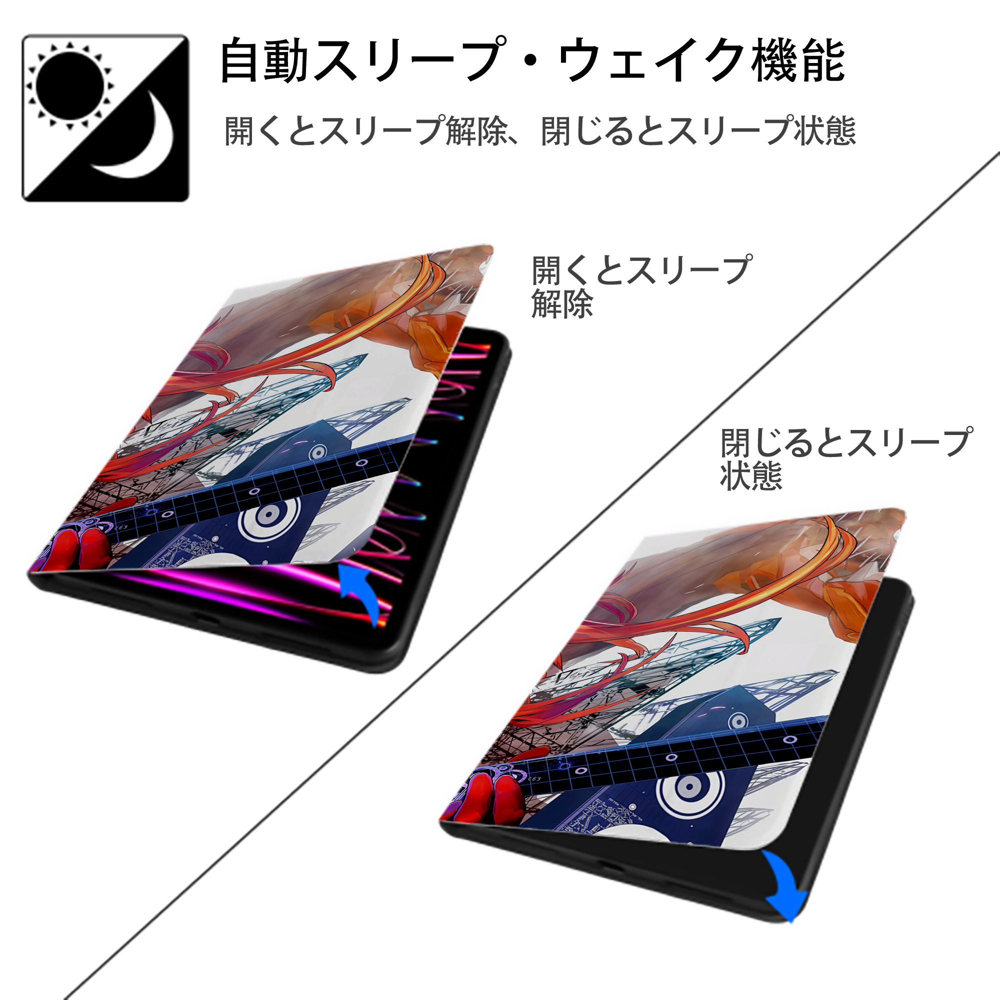 EVA 新世紀エヴァンゲリオン IPad ケース ブック型 PUレザー TPU 耐衝撃 軽量 薄型 ペン収納なし 全面保護 IPad 各モデル対応