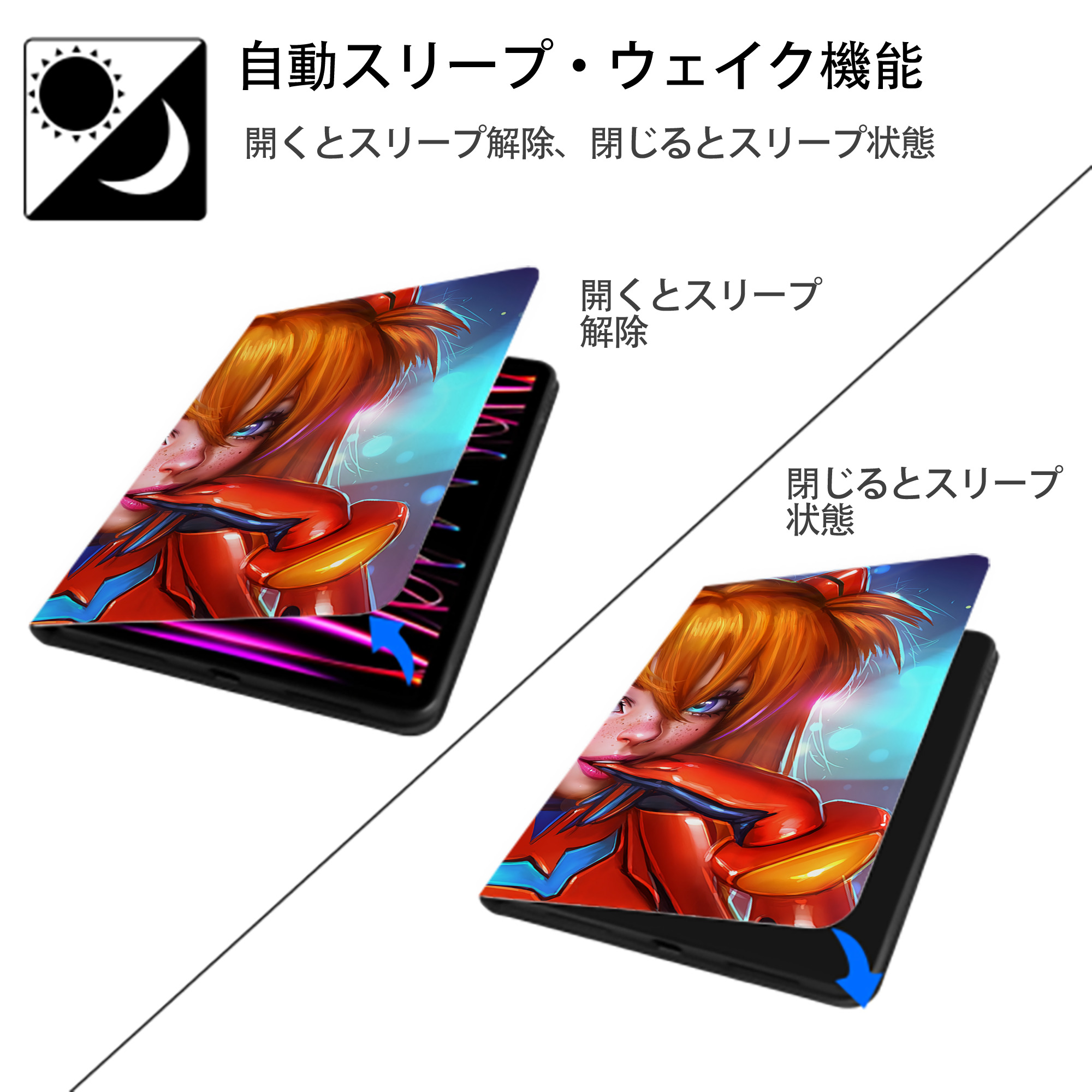 EVA 新世紀エヴァンゲリオン IPad ケース ブック型 PUレザー TPU 耐衝撃 軽量 薄型 ペン収納なし 全面保護 IPad 各モデル対応
