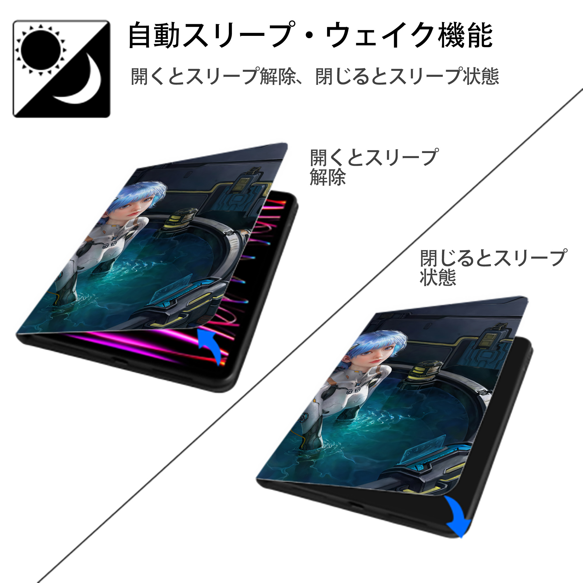 EVA 新世紀エヴァンゲリオン IPad ケース ブック型 PUレザー TPU 耐衝撃 軽量 薄型 ペン収納なし 全面保護 IPad 各モデル対応
