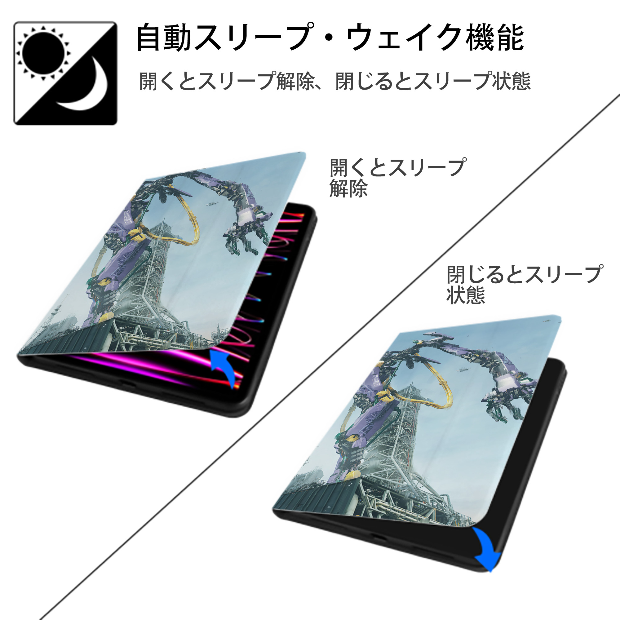 EVA 新世紀エヴァンゲリオン IPadケース ペンホルダー付き ブックスタイルデザイン