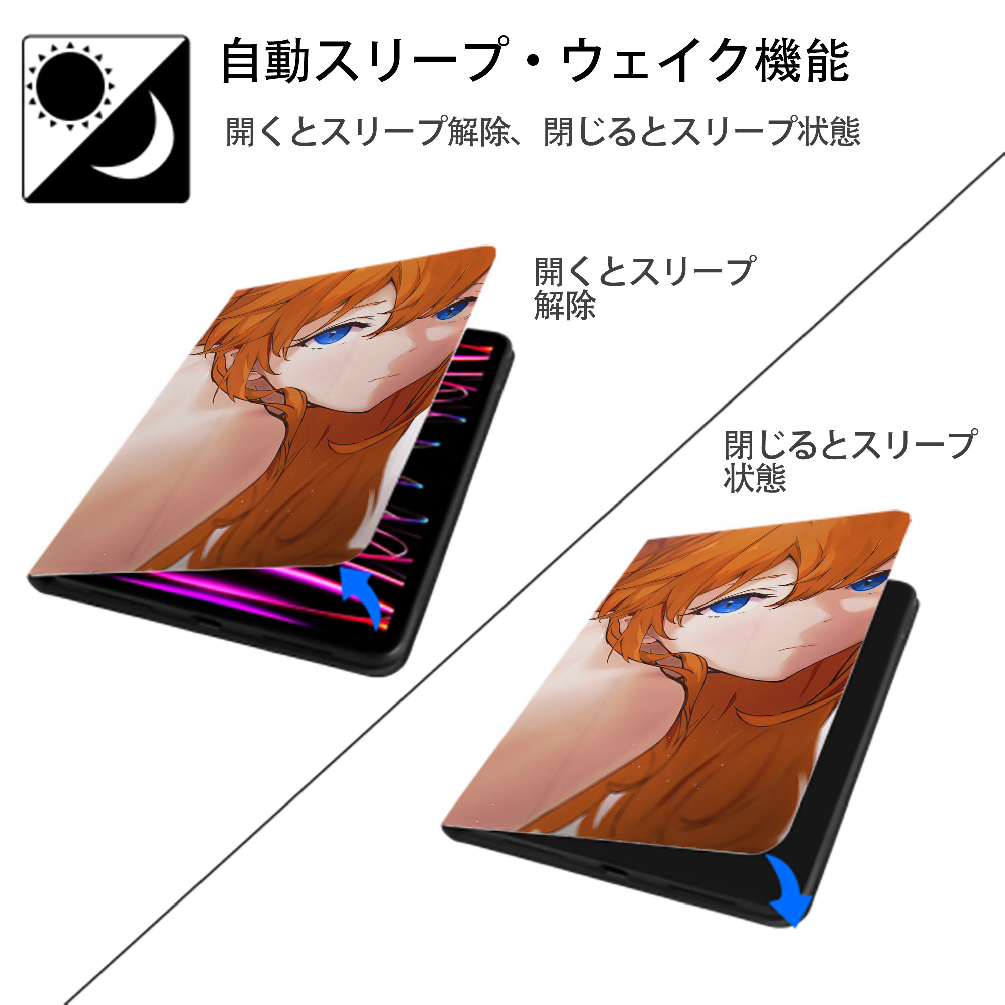 EVA 新世紀エヴァンゲリオン IPadケース ペンホルダー付き ブックスタイルデザイン