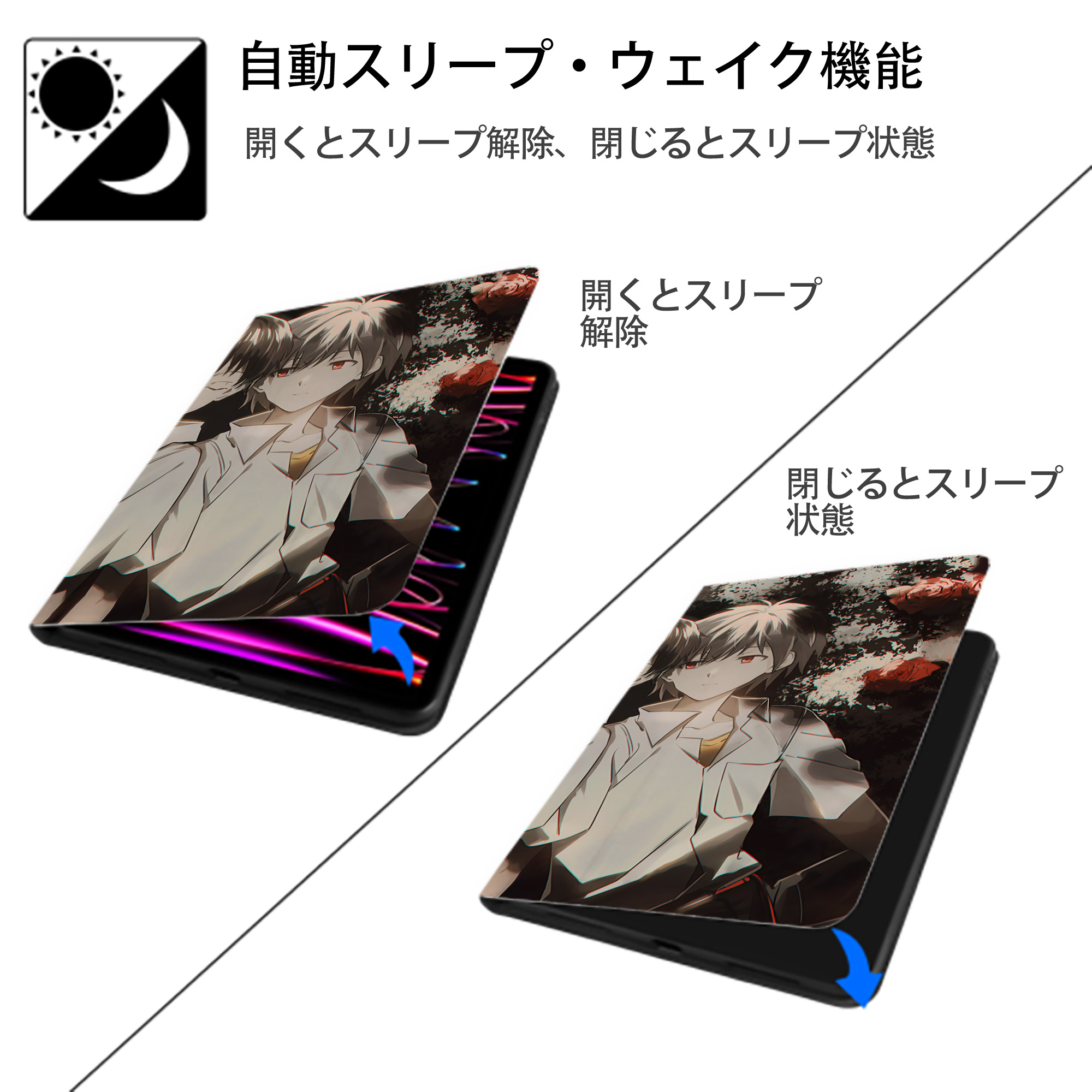 EVA 新世紀エヴァンゲリオン IPadケース ペンホルダー付き ブックスタイルデザイン