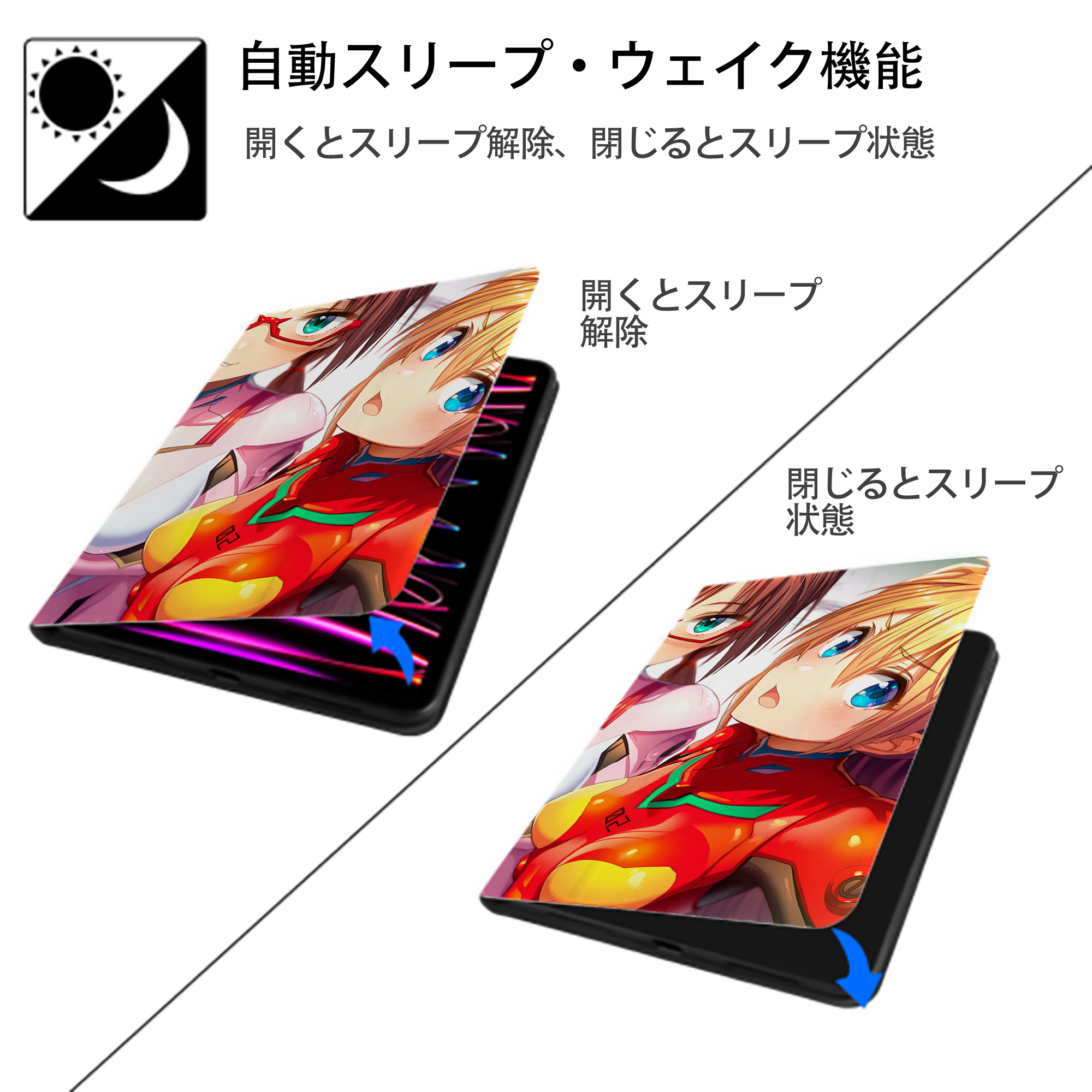 EVA 新世紀エヴァンゲリオン IPadケース ペンホルダー付き ブックスタイルデザイン