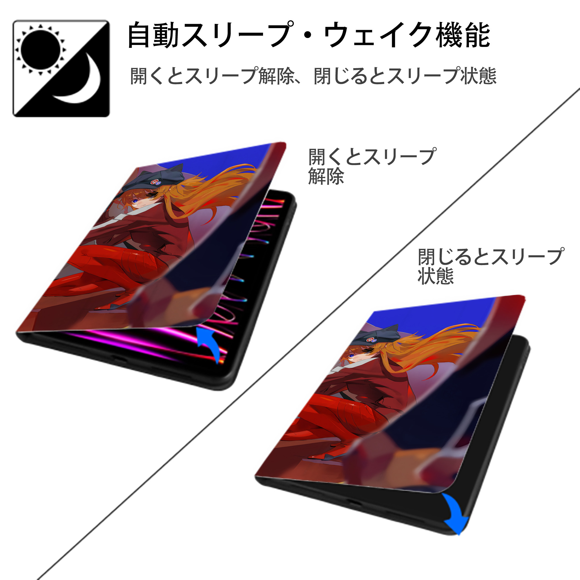 EVA 新世紀エヴァンゲリオン IPadケース ペンホルダー付き ブックスタイルデザイン