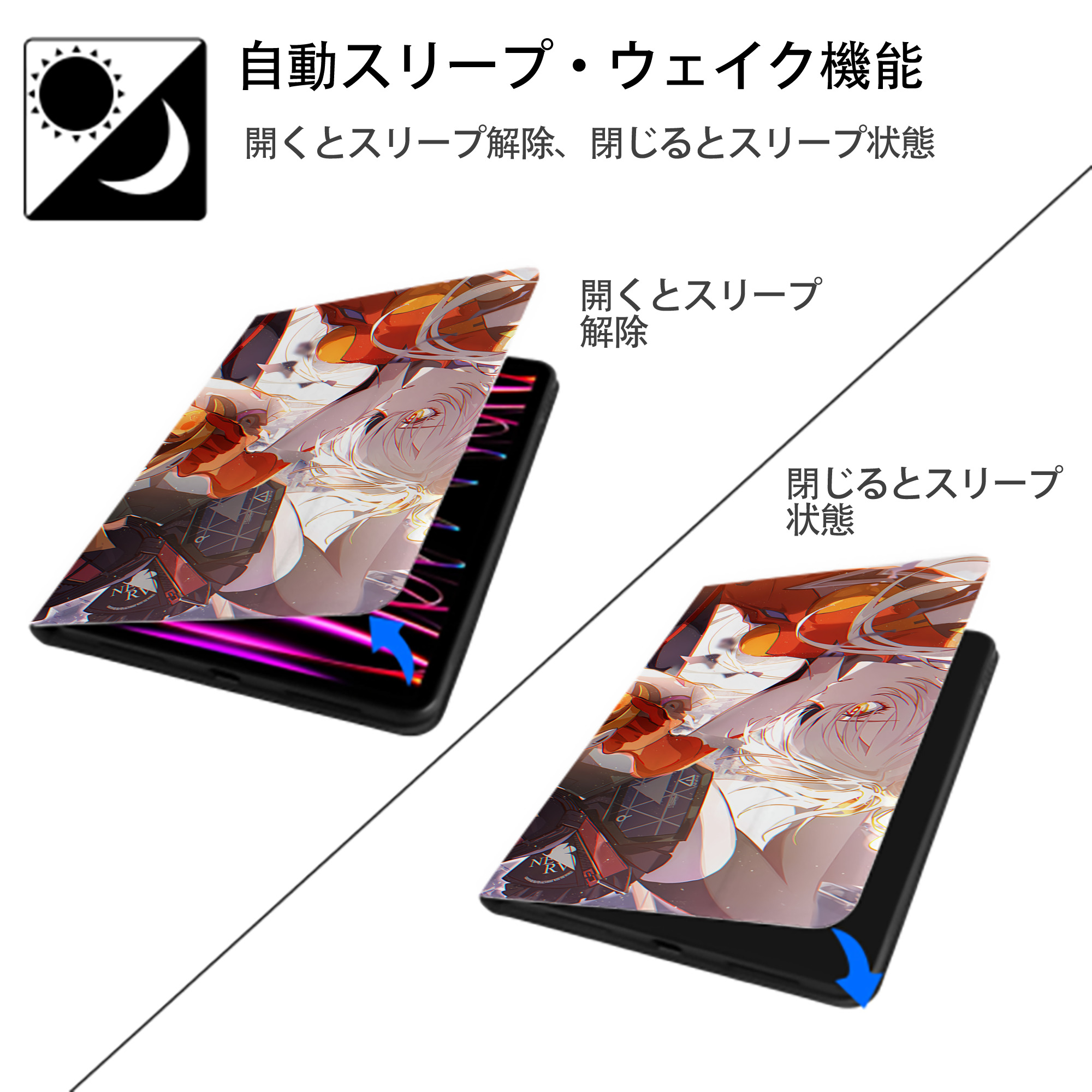 EVA 新世紀エヴァンゲリオン IPadケース ペンホルダー付き ブックスタイルデザイン