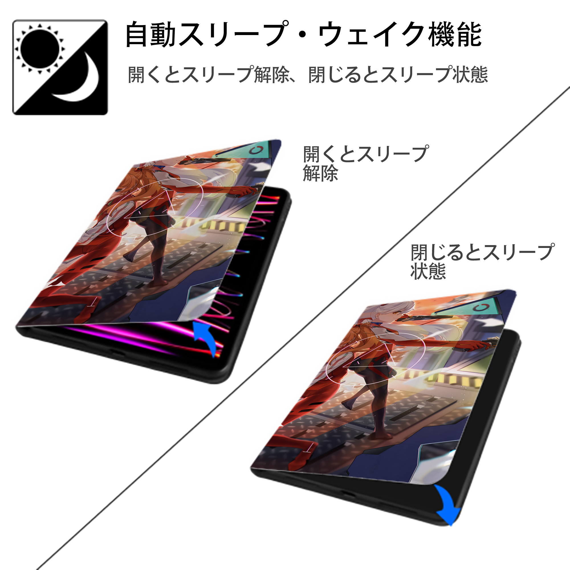 EVA 新世紀エヴァンゲリオン IPadケース ペンホルダー付き ブックスタイルデザイン