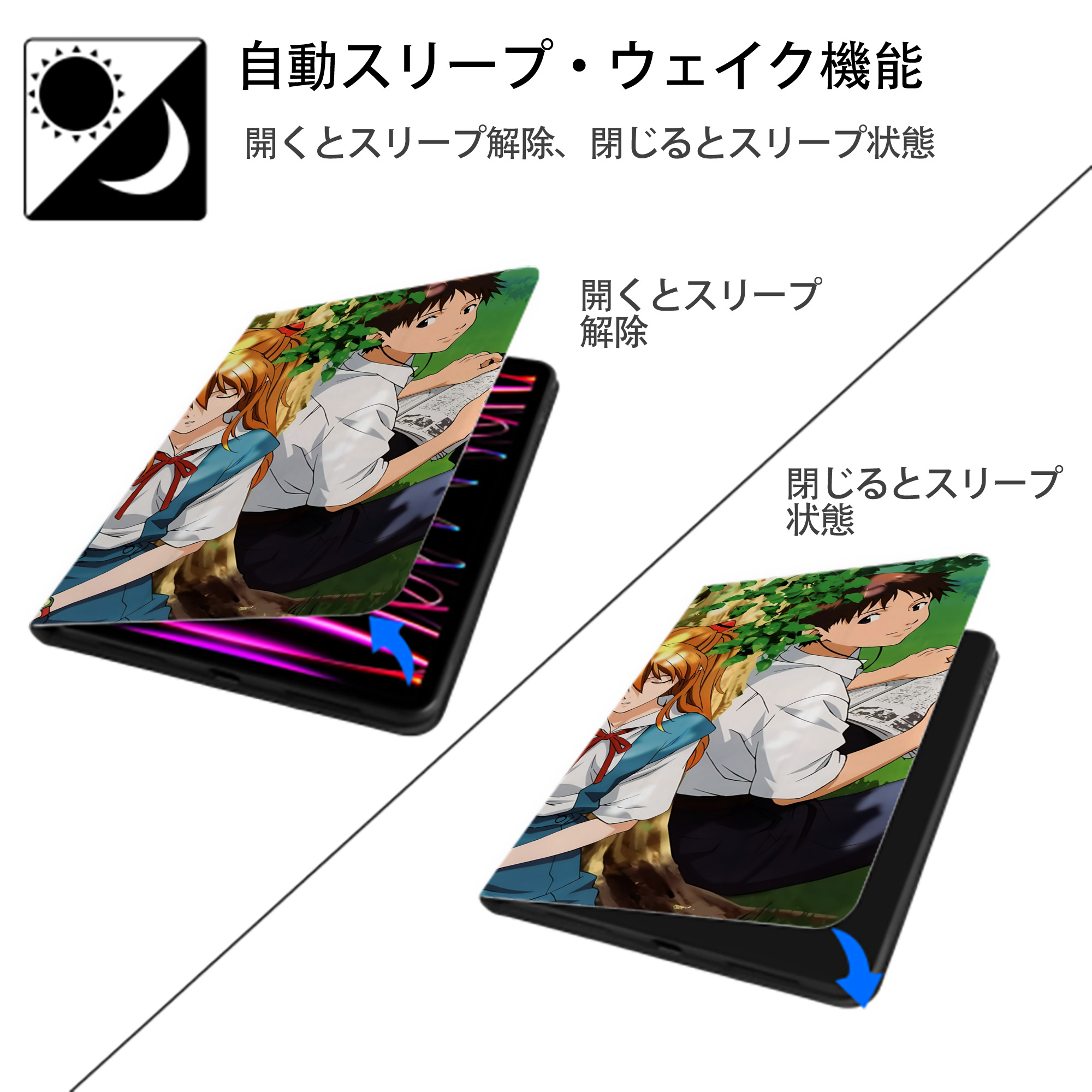 EVA 新世紀エヴァンゲリオン IPadケース ペンホルダー付き ブックスタイルデザイン