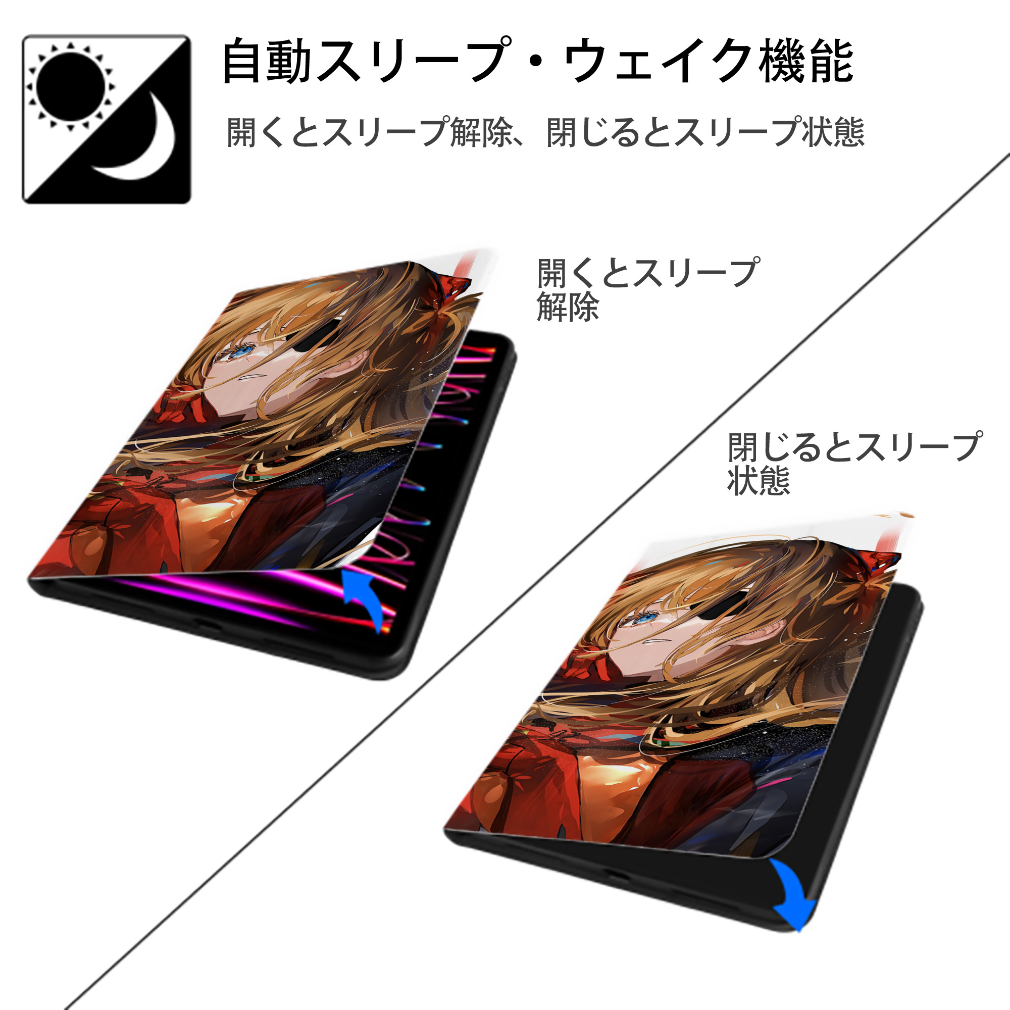 EVA 新世紀エヴァンゲリオン IPadケース ペンホルダー付き ブックスタイルデザイン