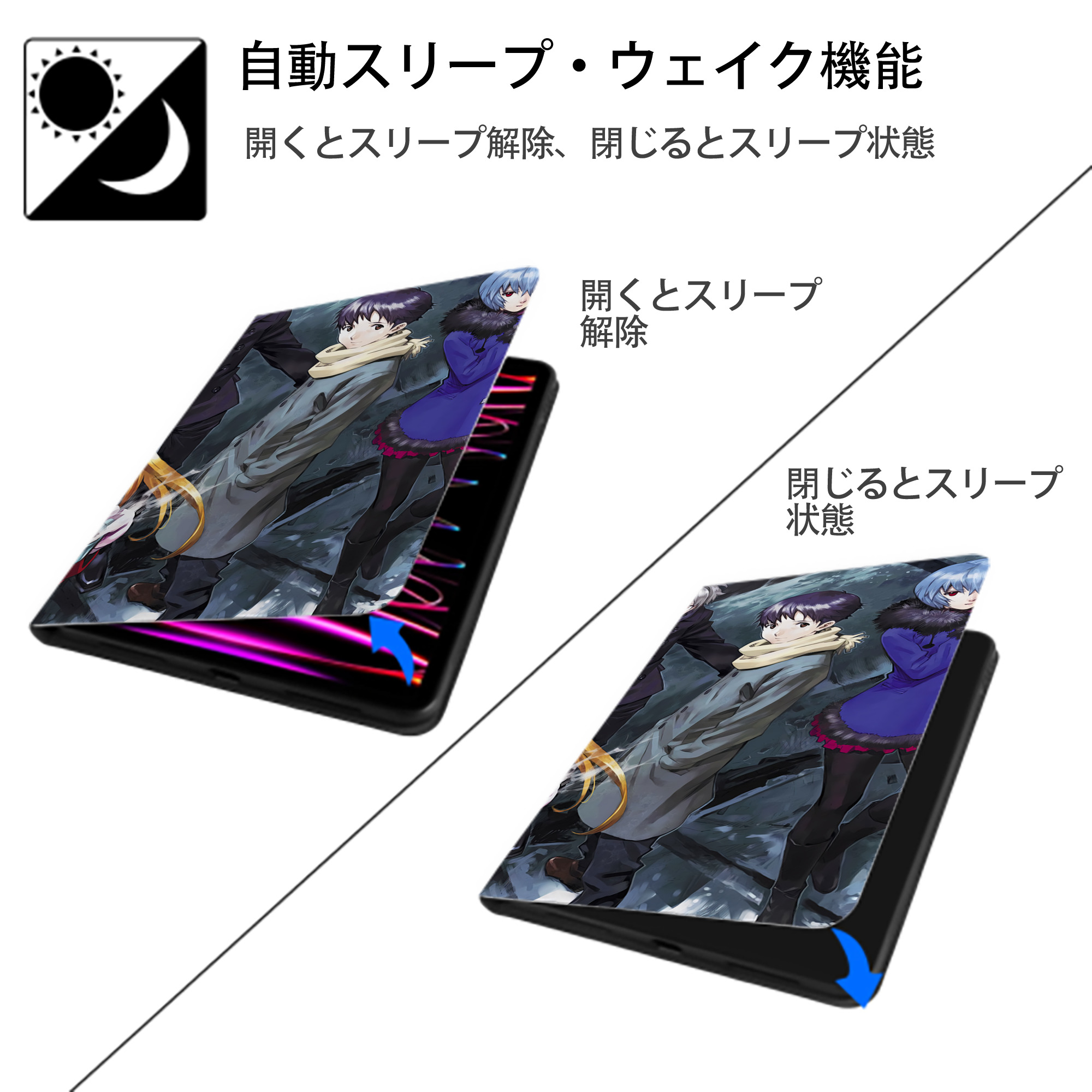 EVA 新世紀エヴァンゲリオン IPadケース ペンホルダー付き ブックスタイルデザイン