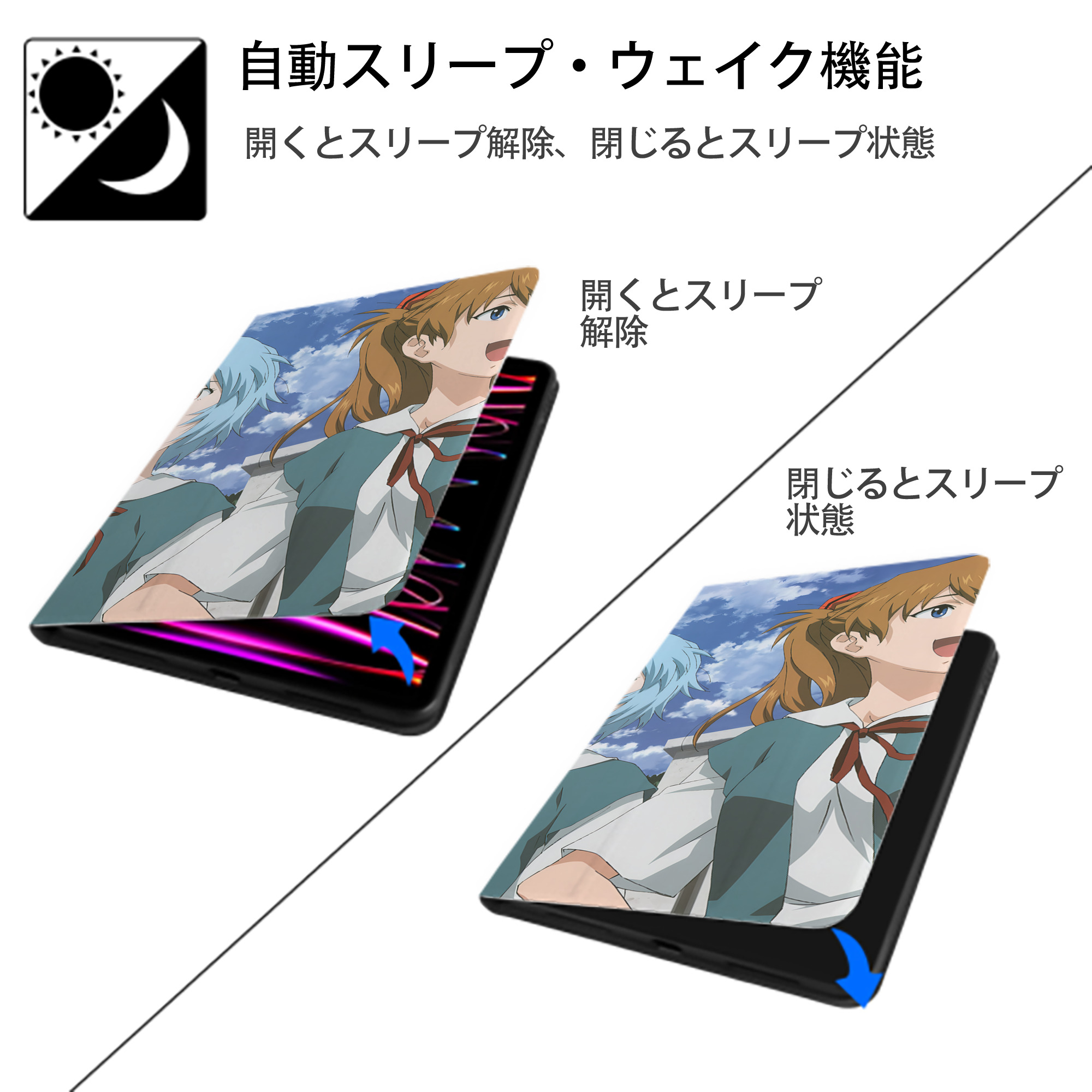 EVA 新世紀エヴァンゲリオン IPadケース ペンホルダー付き ブックスタイルデザイン
