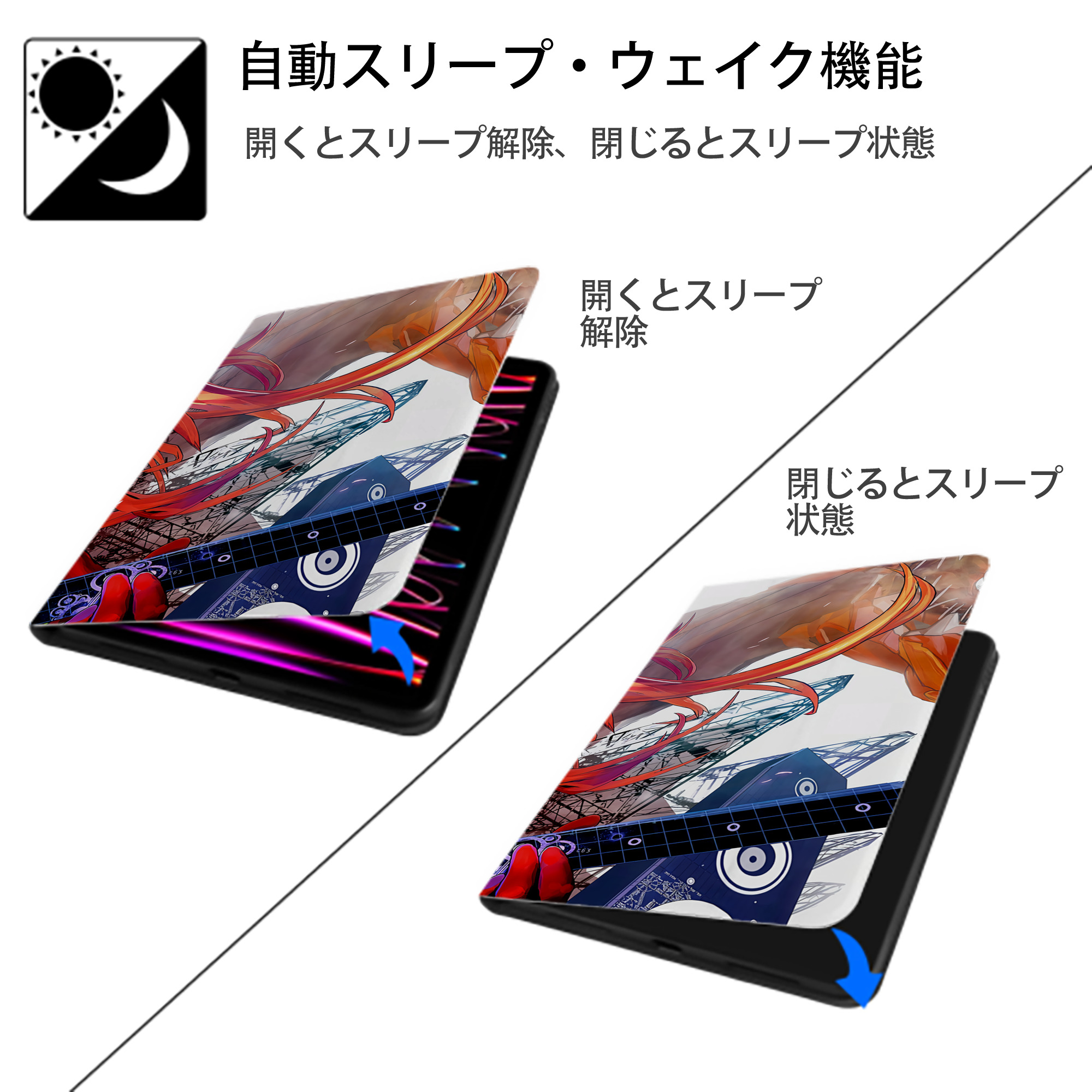 EVA 新世紀エヴァンゲリオン IPadケース ペンホルダー付き ブックスタイルデザイン