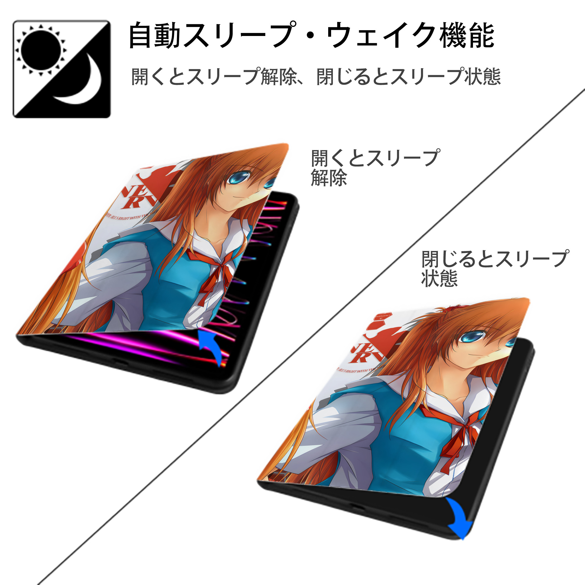 EVA 新世紀エヴァンゲリオン IPadケース ペンホルダー付き ブックスタイルデザイン