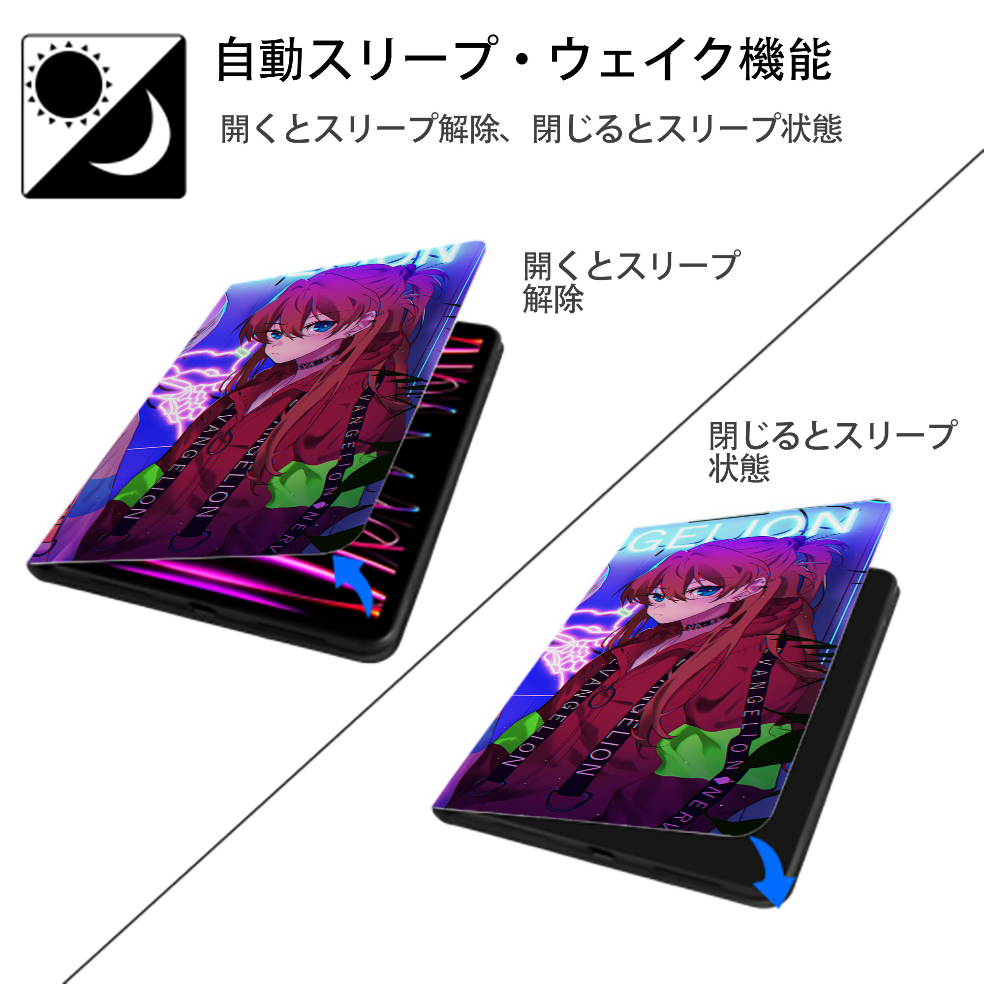 EVA 新世紀エヴァンゲリオン IPadケース ペンホルダー付き ブックスタイルデザイン