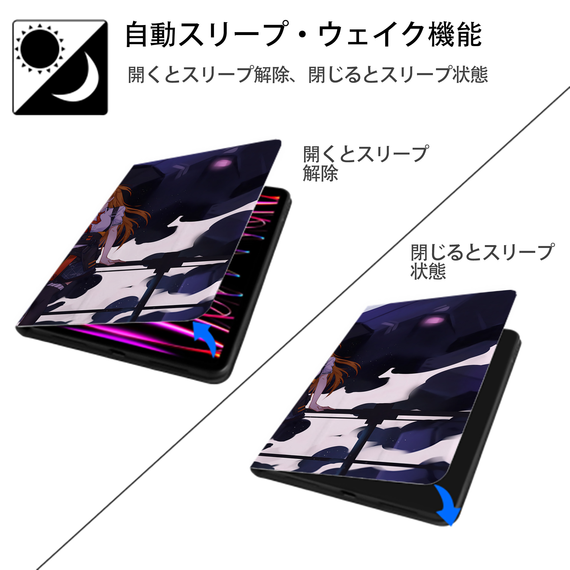 EVA 新世紀エヴァンゲリオン IPadケース ペンホルダー付き ブックスタイルデザイン