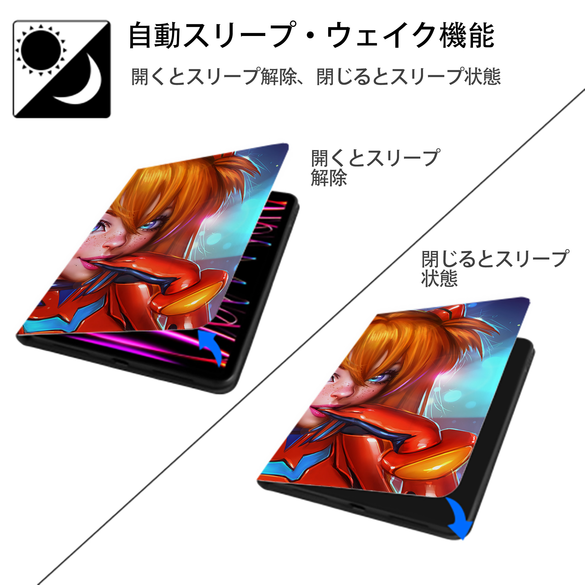 EVA 新世紀エヴァンゲリオン IPadケース ペンホルダー付き ブックスタイルデザイン