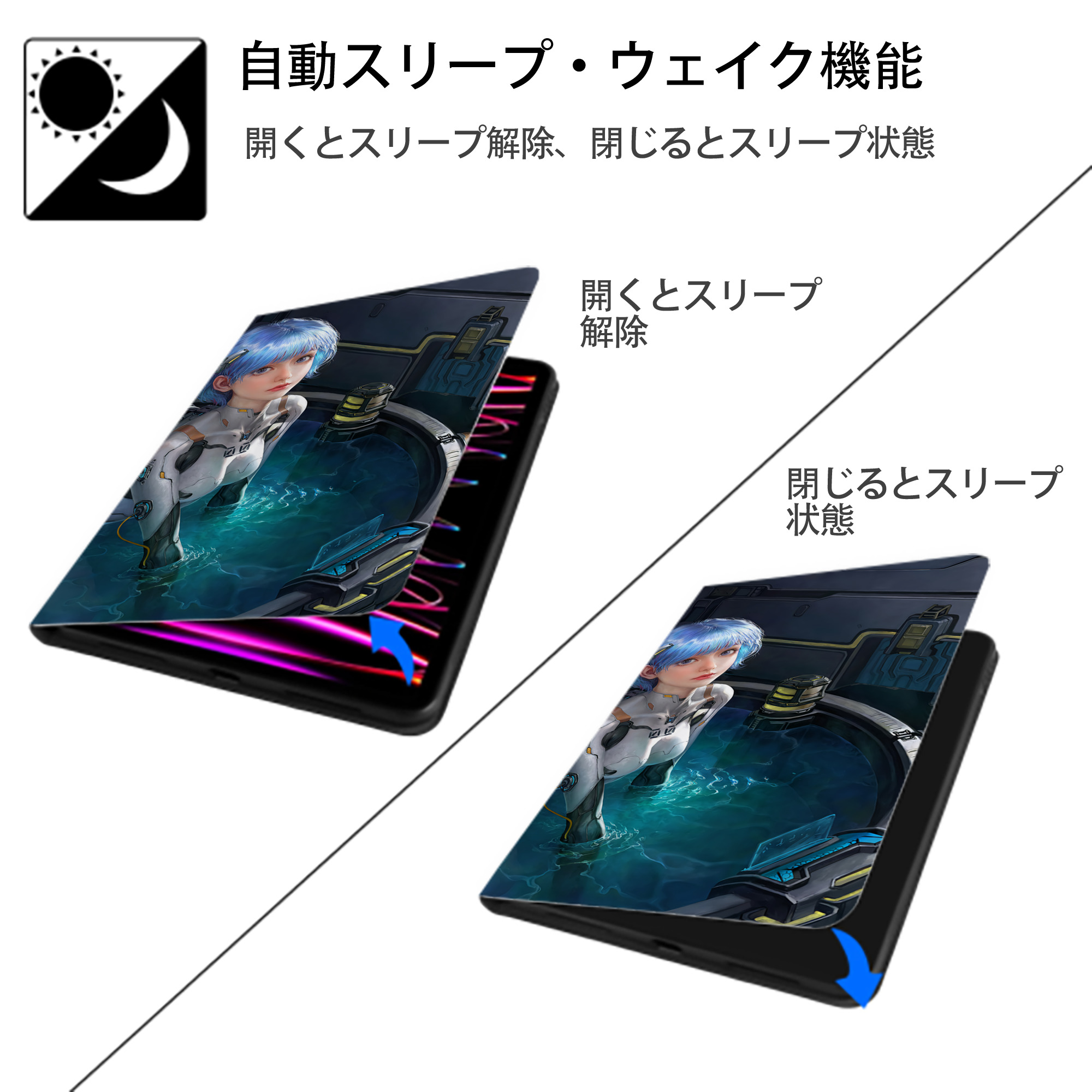EVA 新世紀エヴァンゲリオン IPadケース ペンホルダー付き ブックスタイルデザイン