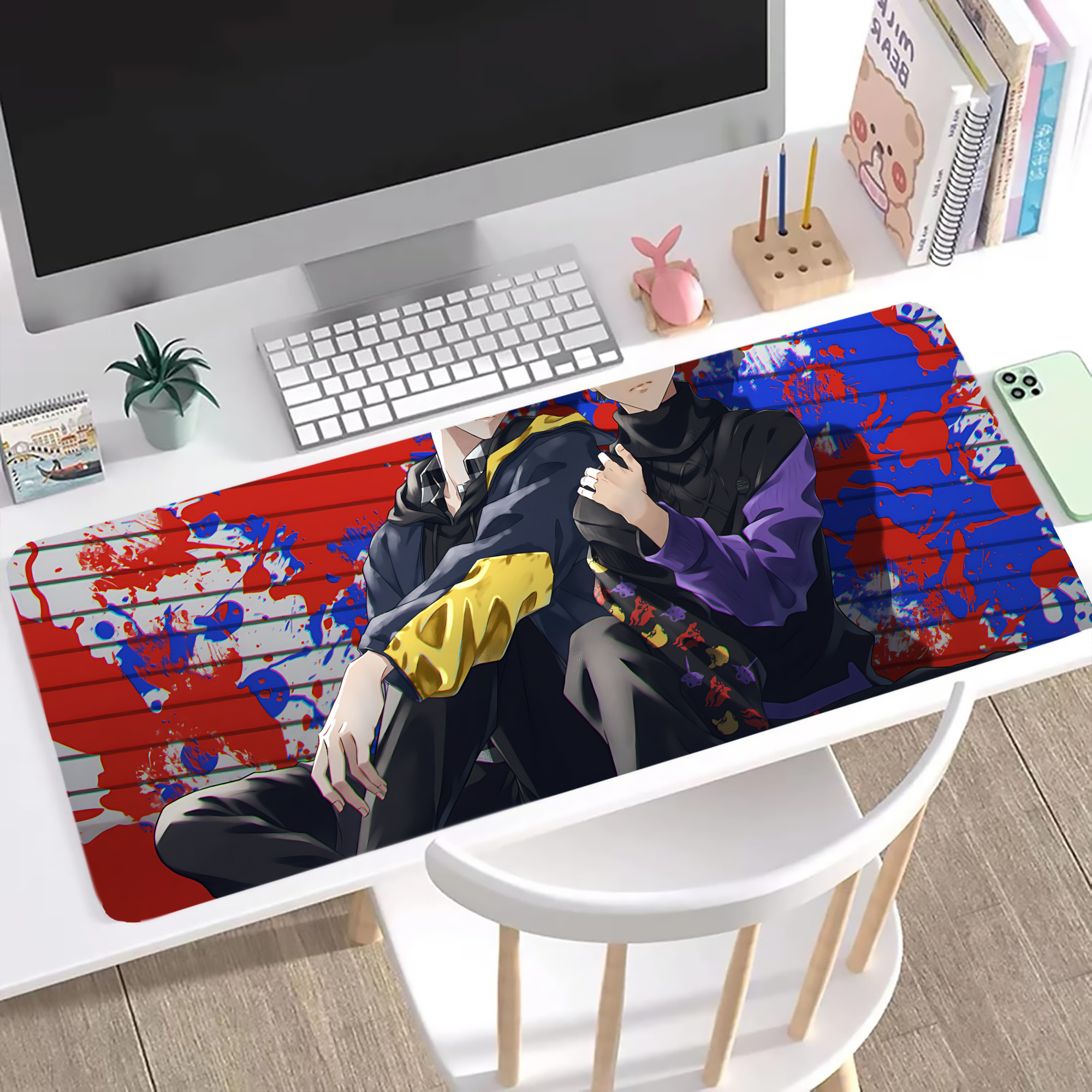 （画像用） EVA 新世紀エヴァンゲリオン ステッチ加工 大判デスクマット／滑り止めマウスパッド