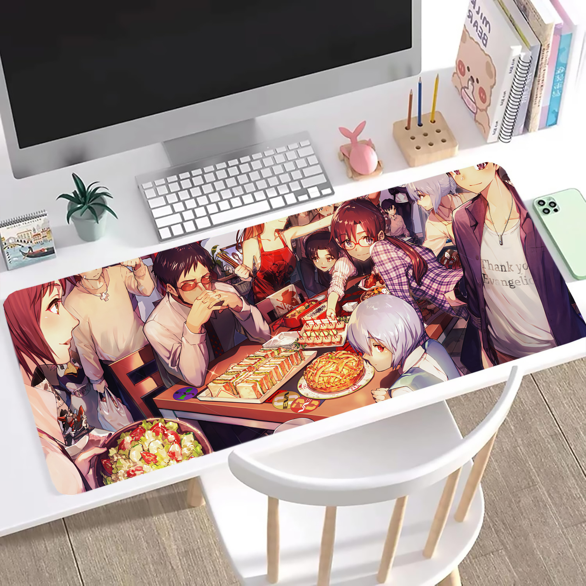 （画像用） EVA 新世紀エヴァンゲリオン ステッチ加工 大判デスクマット／滑り止めマウスパッド