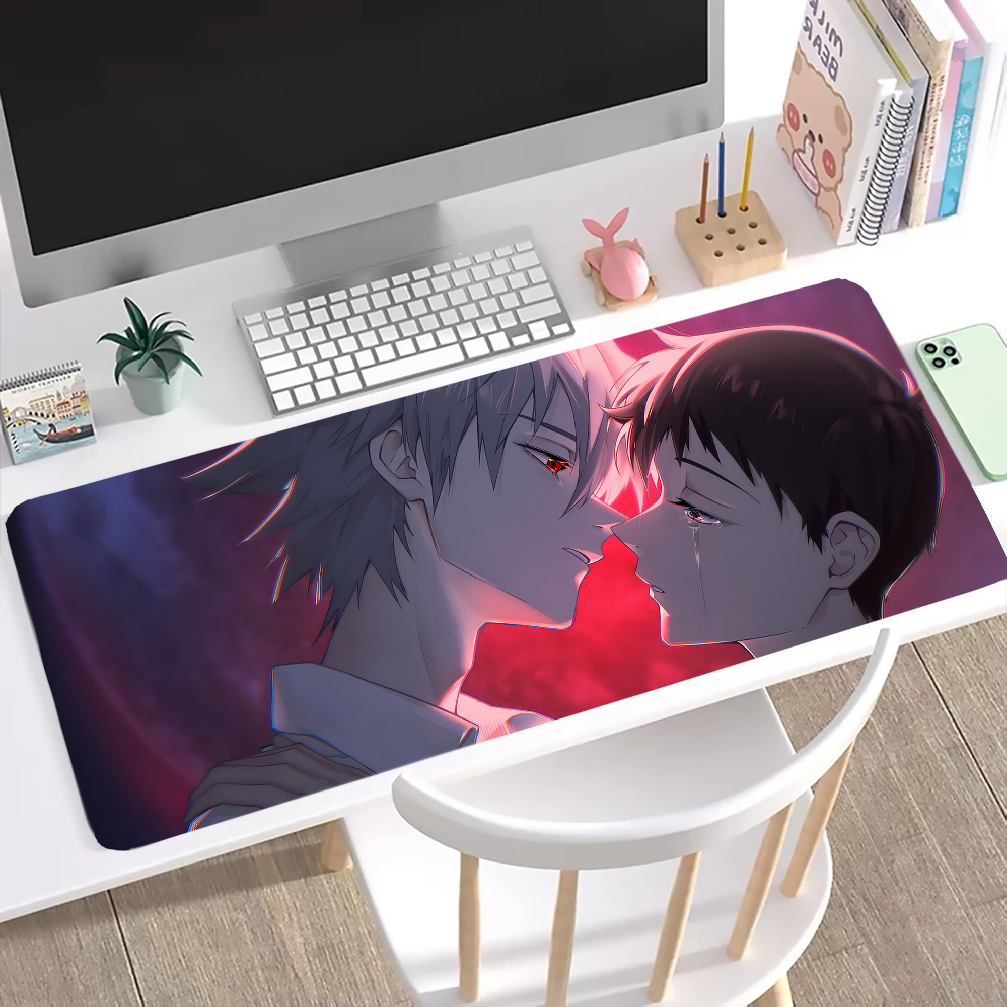 （画像用） EVA 新世紀エヴァンゲリオン ステッチ加工 大判デスクマット／滑り止めマウスパッド