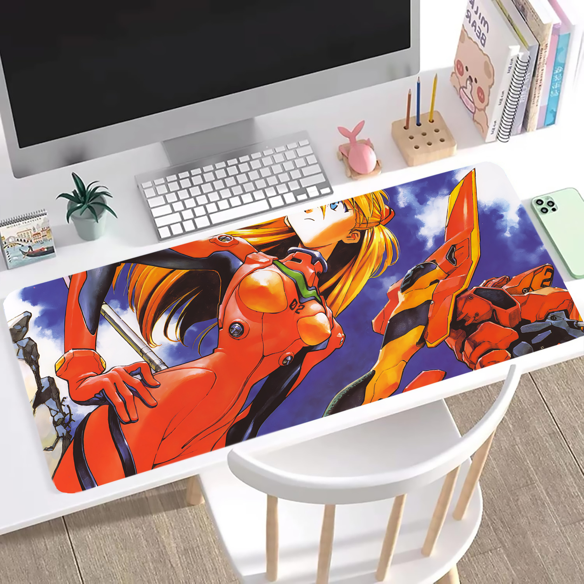（画像用） EVA 新世紀エヴァンゲリオン ステッチ加工 大判デスクマット／滑り止めマウスパッド