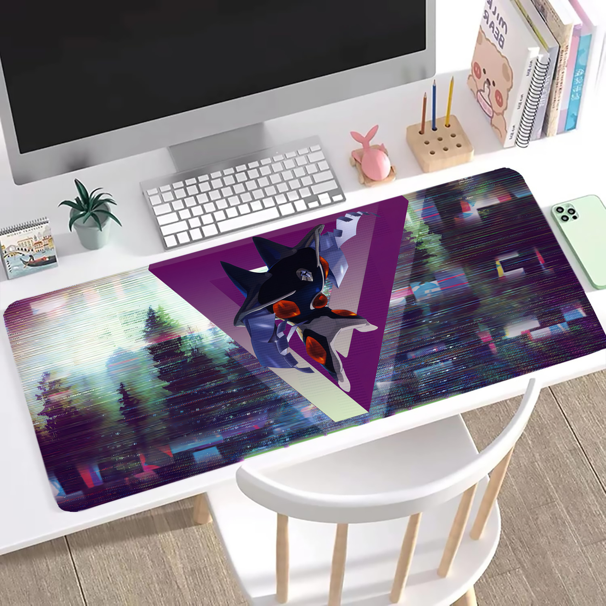 （画像用） EVA 新世紀エヴァンゲリオン ステッチ加工 大判デスクマット／滑り止めマウスパッド