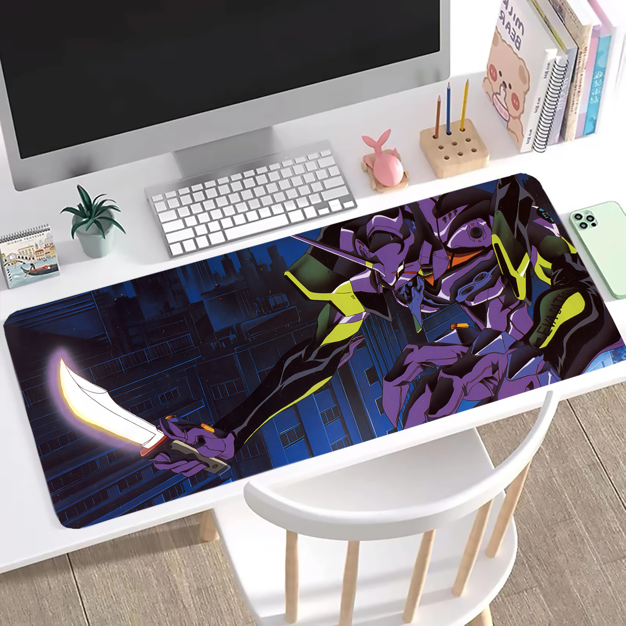 （画像用） EVA 新世紀エヴァンゲリオン ステッチ加工 大判デスクマット／滑り止めマウスパッド