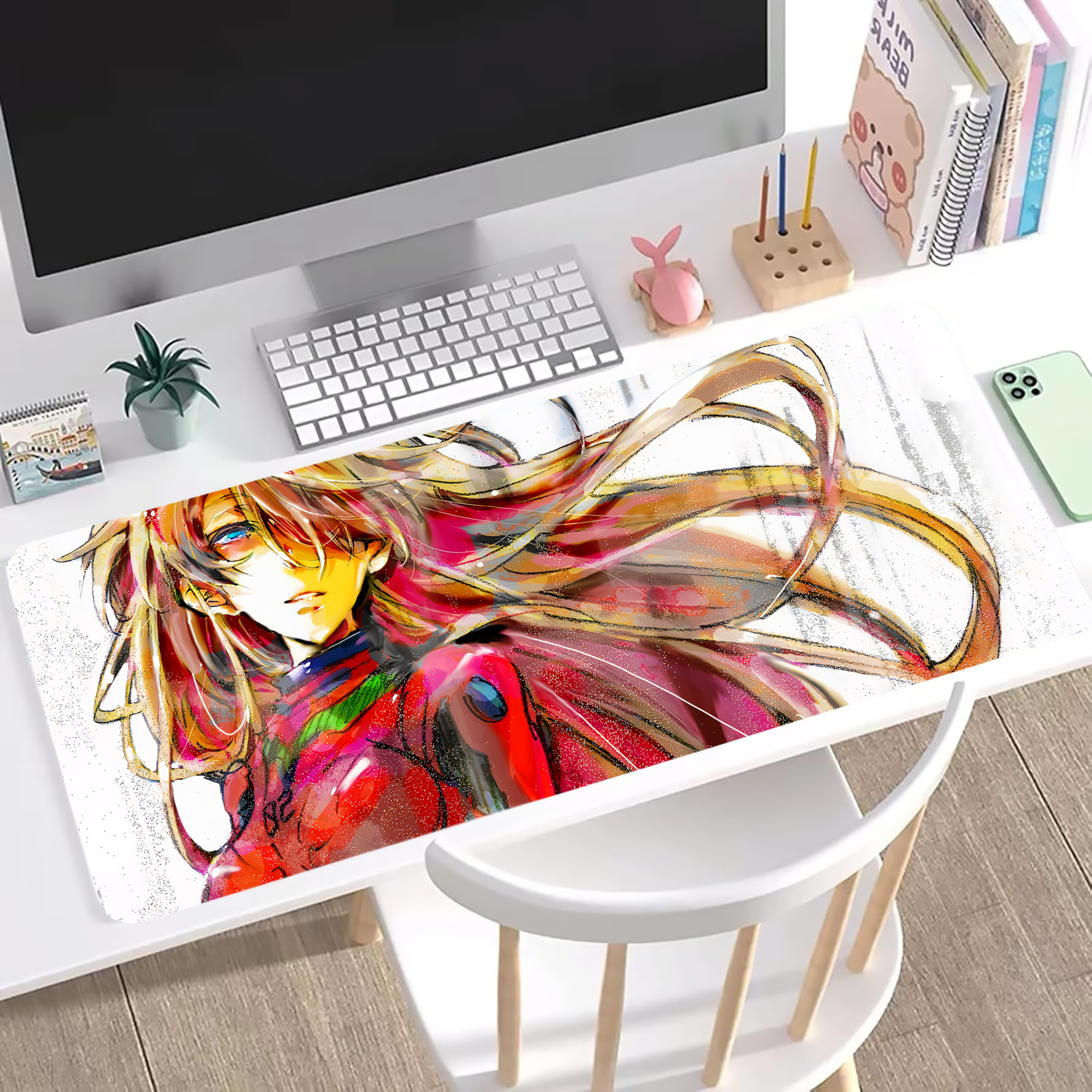 （画像用） EVA 新世紀エヴァンゲリオン ステッチ加工 大判デスクマット／滑り止めマウスパッド