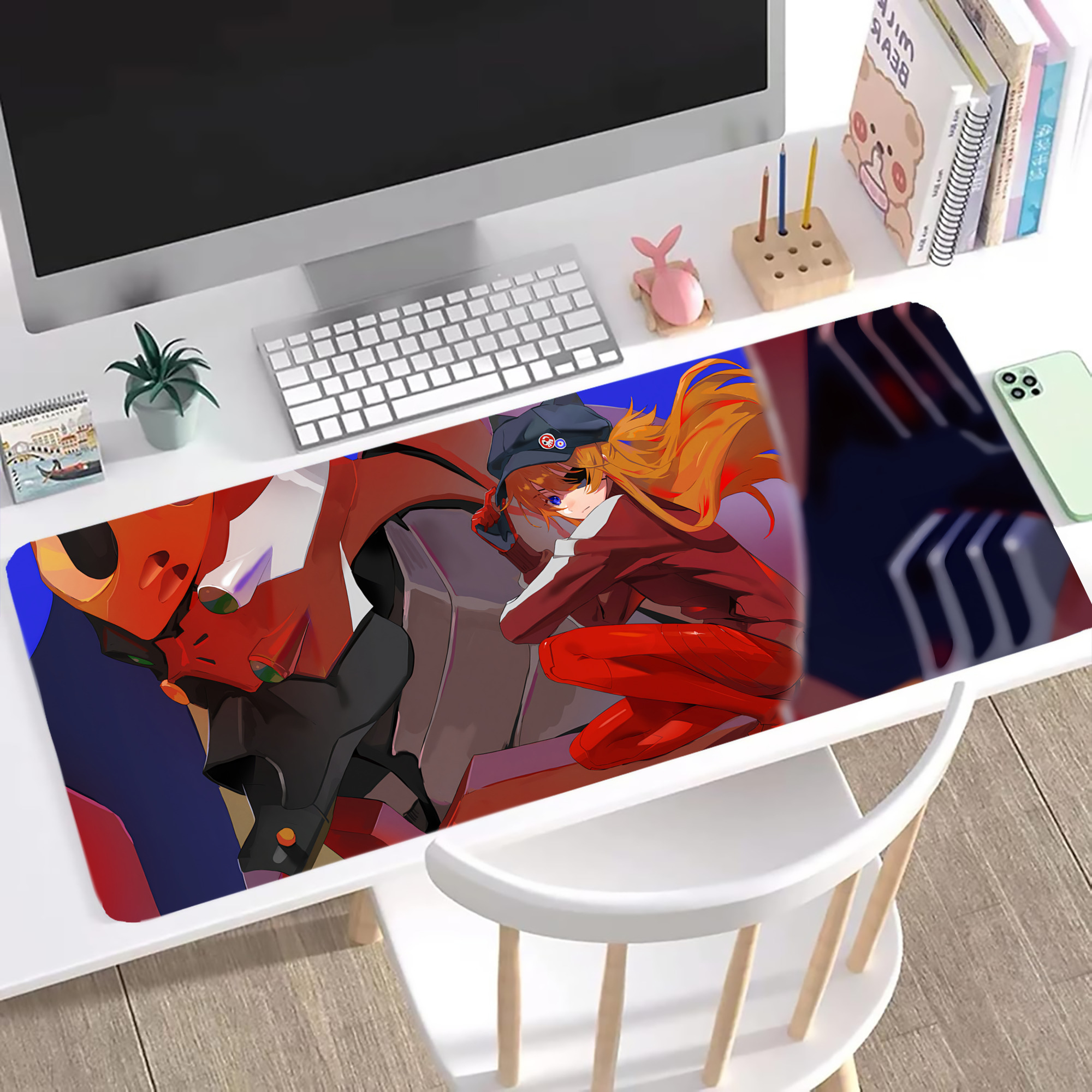 （画像用） EVA 新世紀エヴァンゲリオン ステッチ加工 大判デスクマット／滑り止めマウスパッド