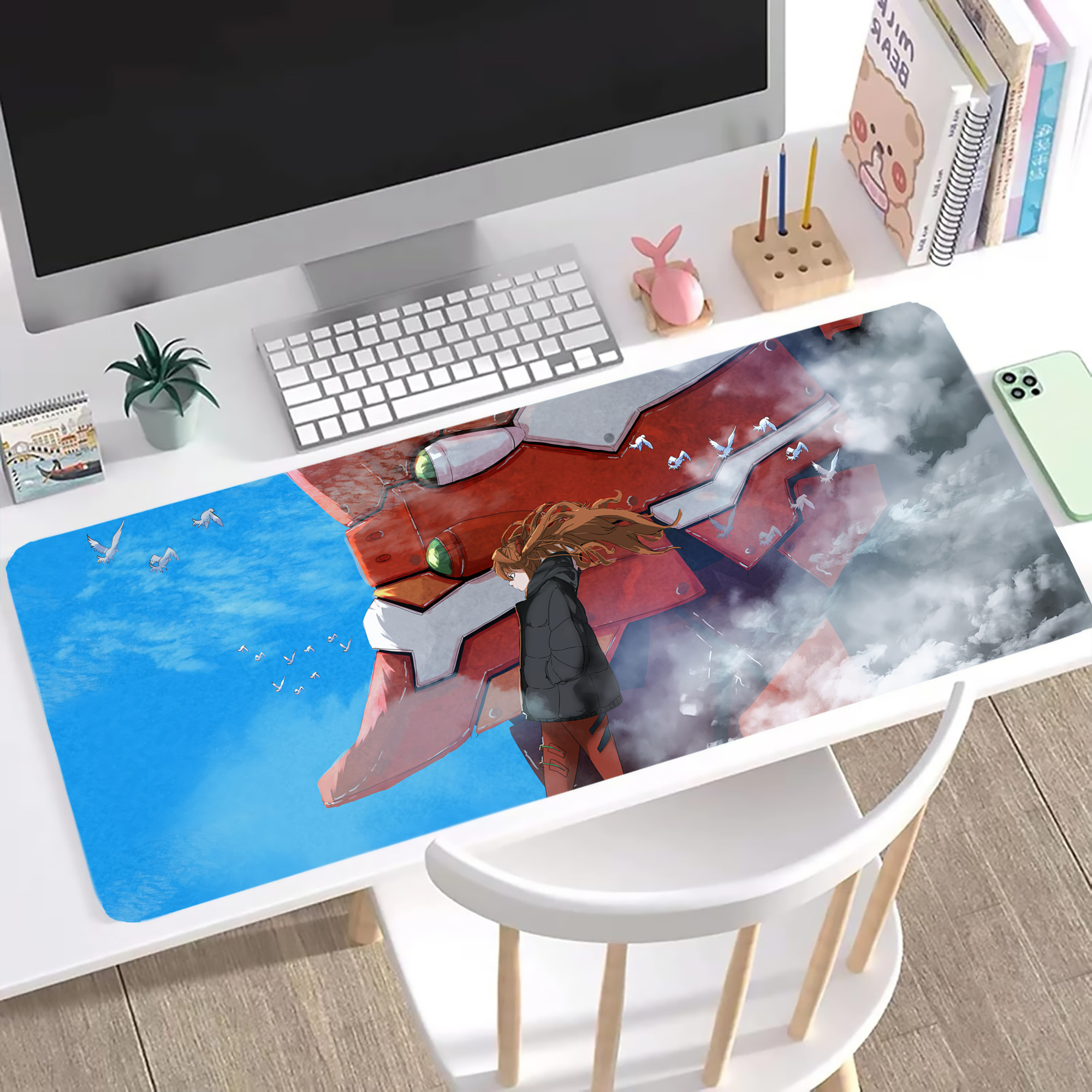 （画像用） EVA 新世紀エヴァンゲリオン ステッチ加工 大判デスクマット／滑り止めマウスパッド