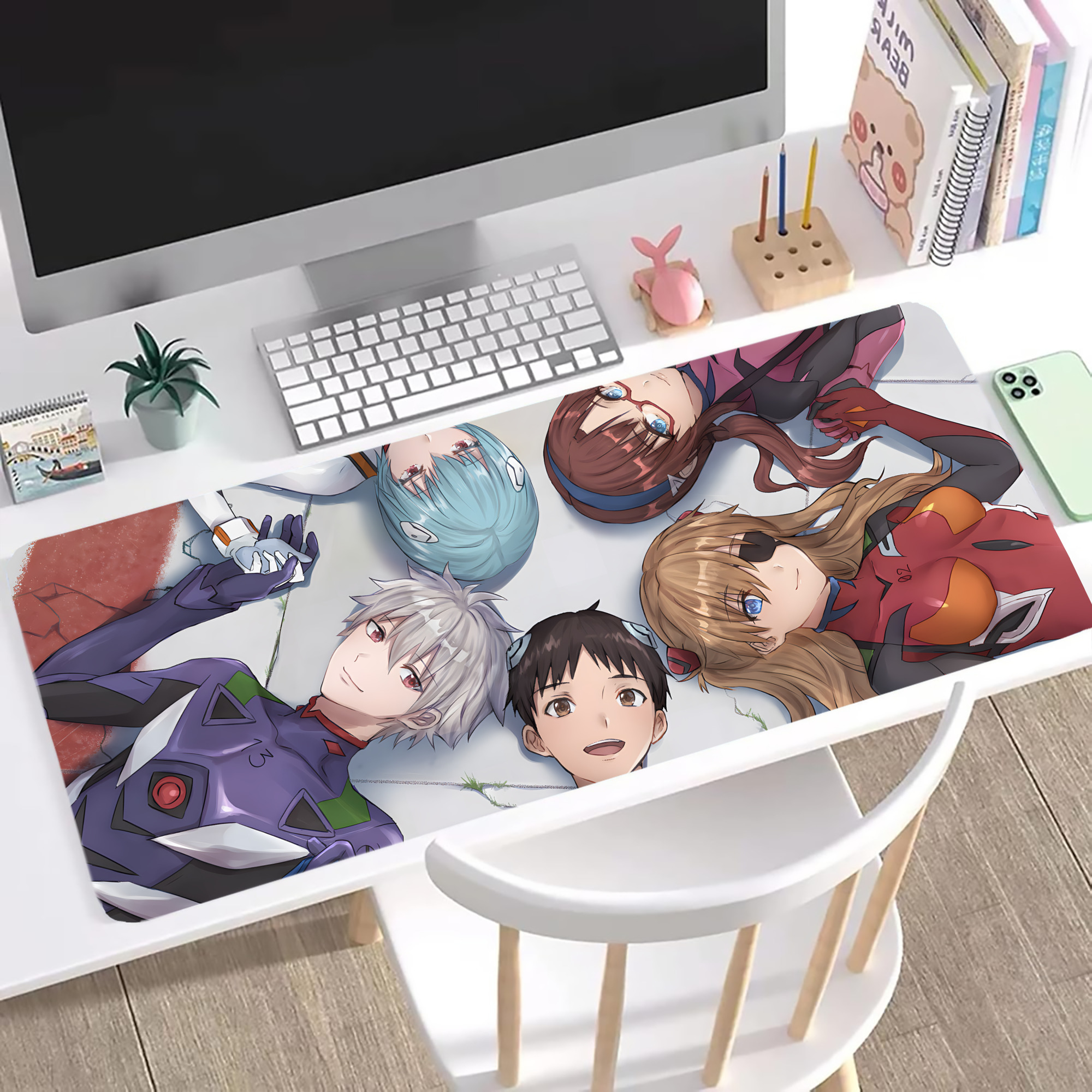 （画像用） EVA 新世紀エヴァンゲリオン ステッチ加工 大判デスクマット／滑り止めマウスパッド