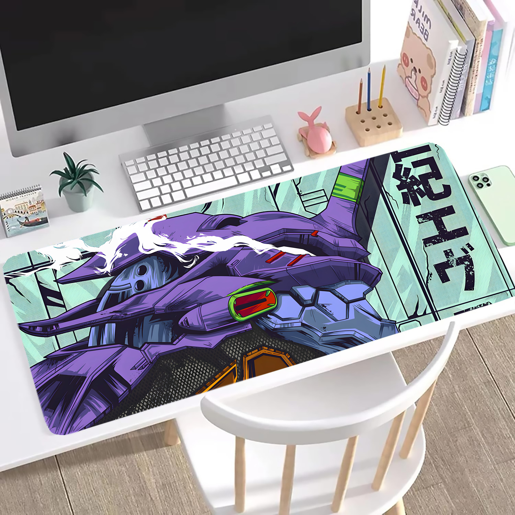 （画像用） EVA 新世紀エヴァンゲリオン ステッチ加工 大判デスクマット／滑り止めマウスパッド