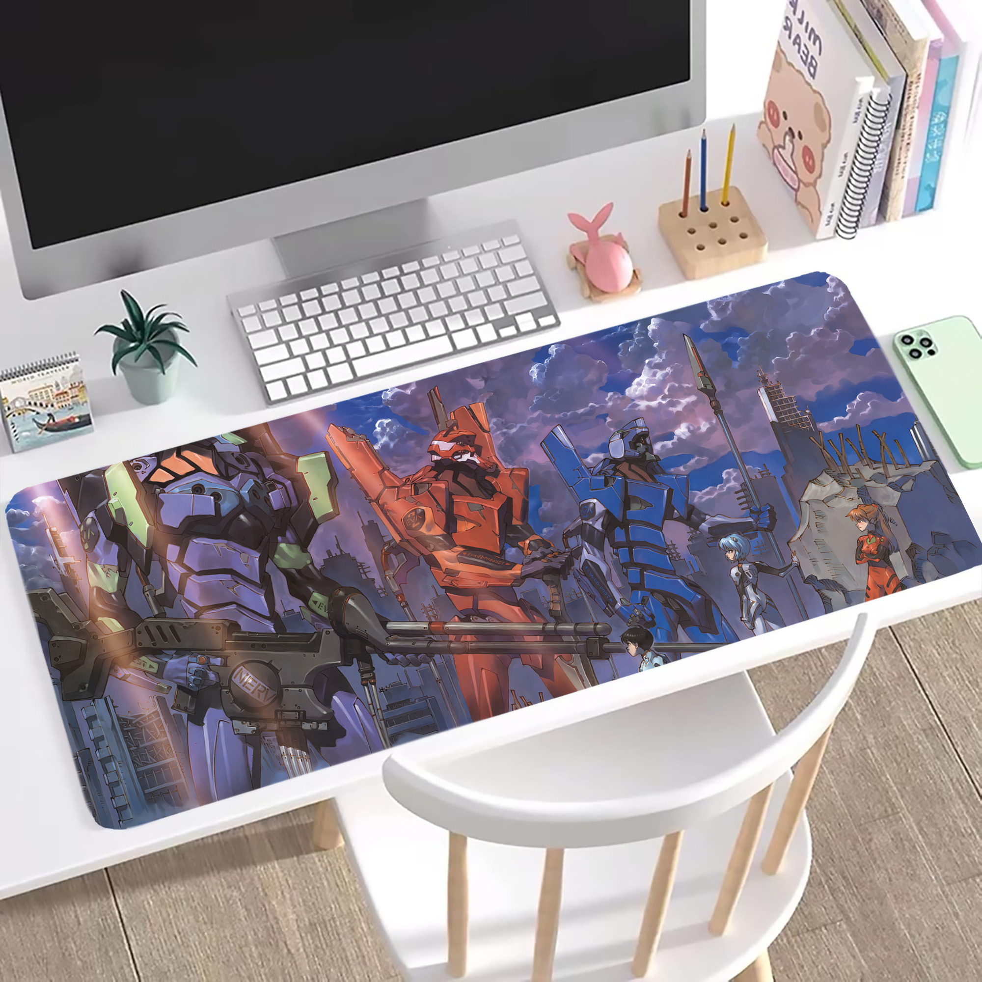 （画像用） EVA 新世紀エヴァンゲリオン ステッチ加工 大判デスクマット／滑り止めマウスパッド