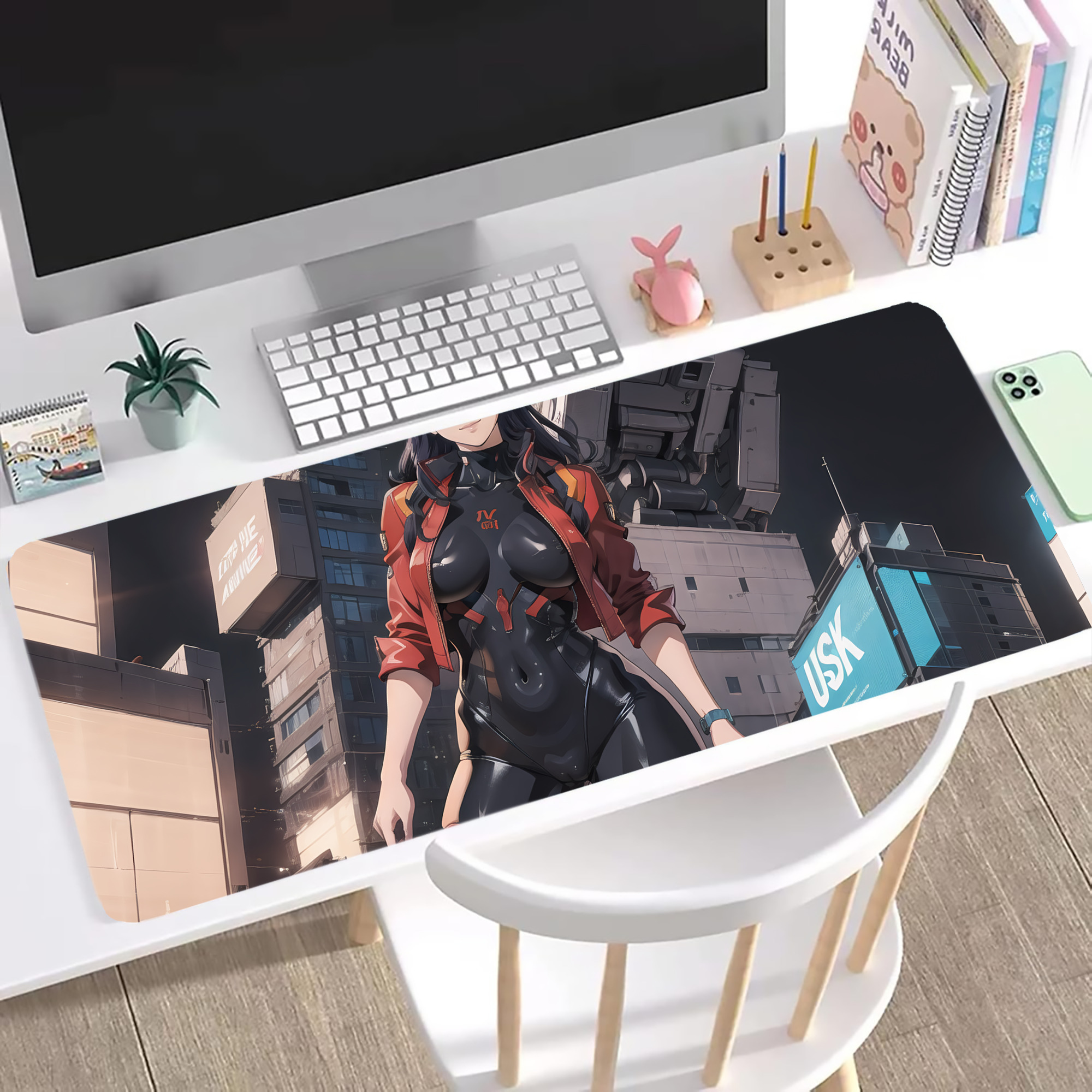 （画像用） EVA 新世紀エヴァンゲリオン ステッチ加工 大判デスクマット／滑り止めマウスパッド