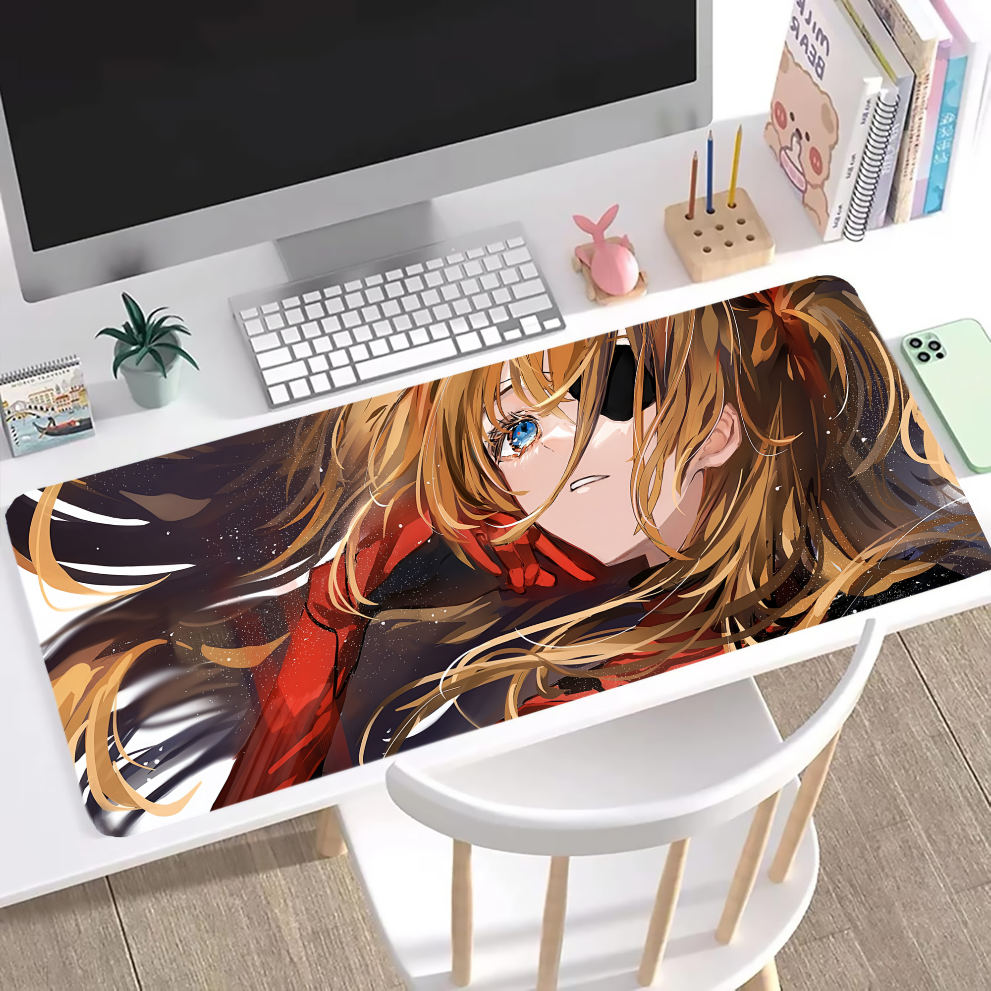 （画像用） EVA 新世紀エヴァンゲリオン ステッチ加工 大判デスクマット／滑り止めマウスパッド