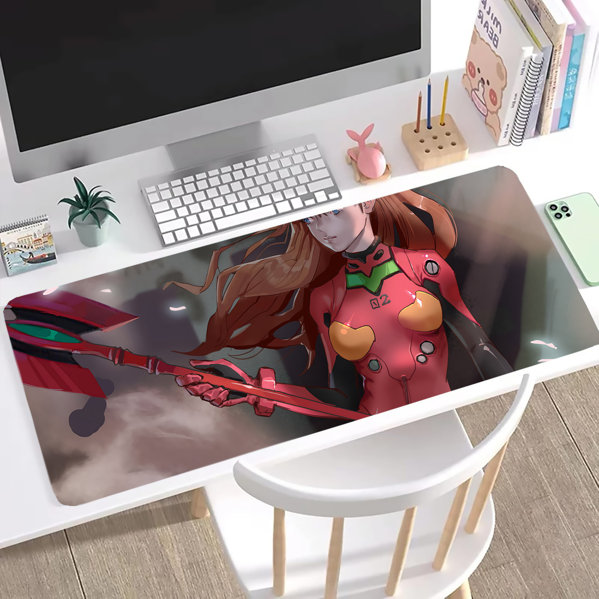 （画像用） EVA 新世紀エヴァンゲリオン ステッチ加工 大判デスクマット／滑り止めマウスパッド