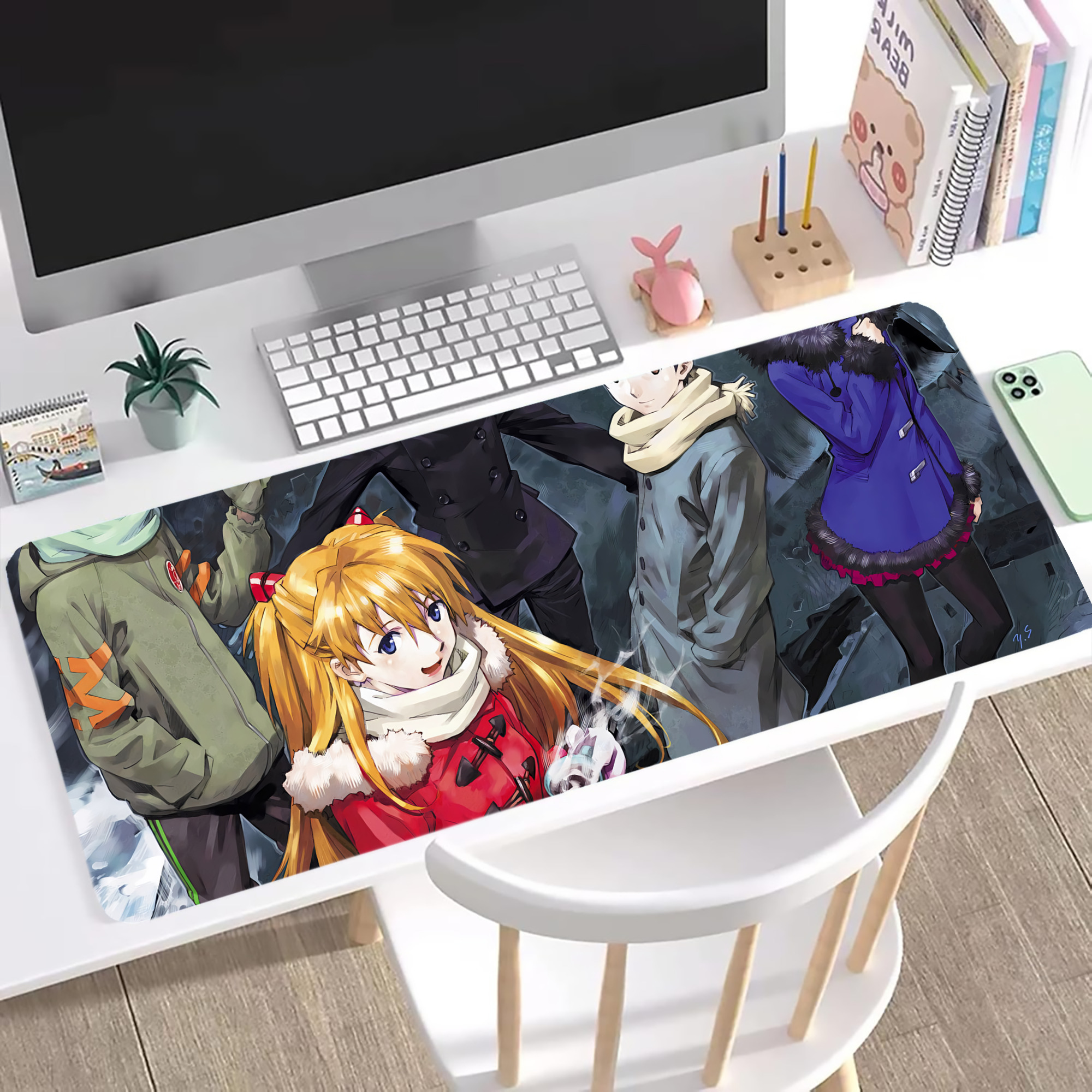 （画像用） EVA 新世紀エヴァンゲリオン ステッチ加工 大判デスクマット／滑り止めマウスパッド